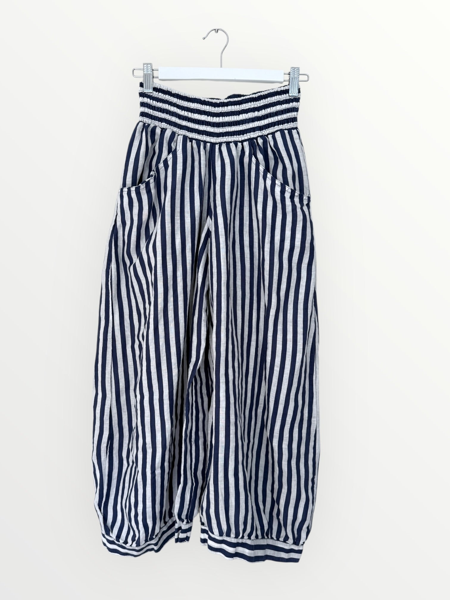 jackie pant - blue dusk stripe linen Apparel