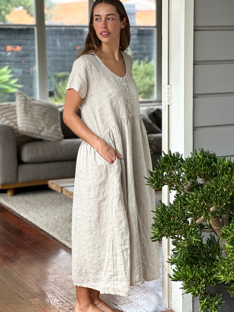 audrey dress - natural linen Apparel