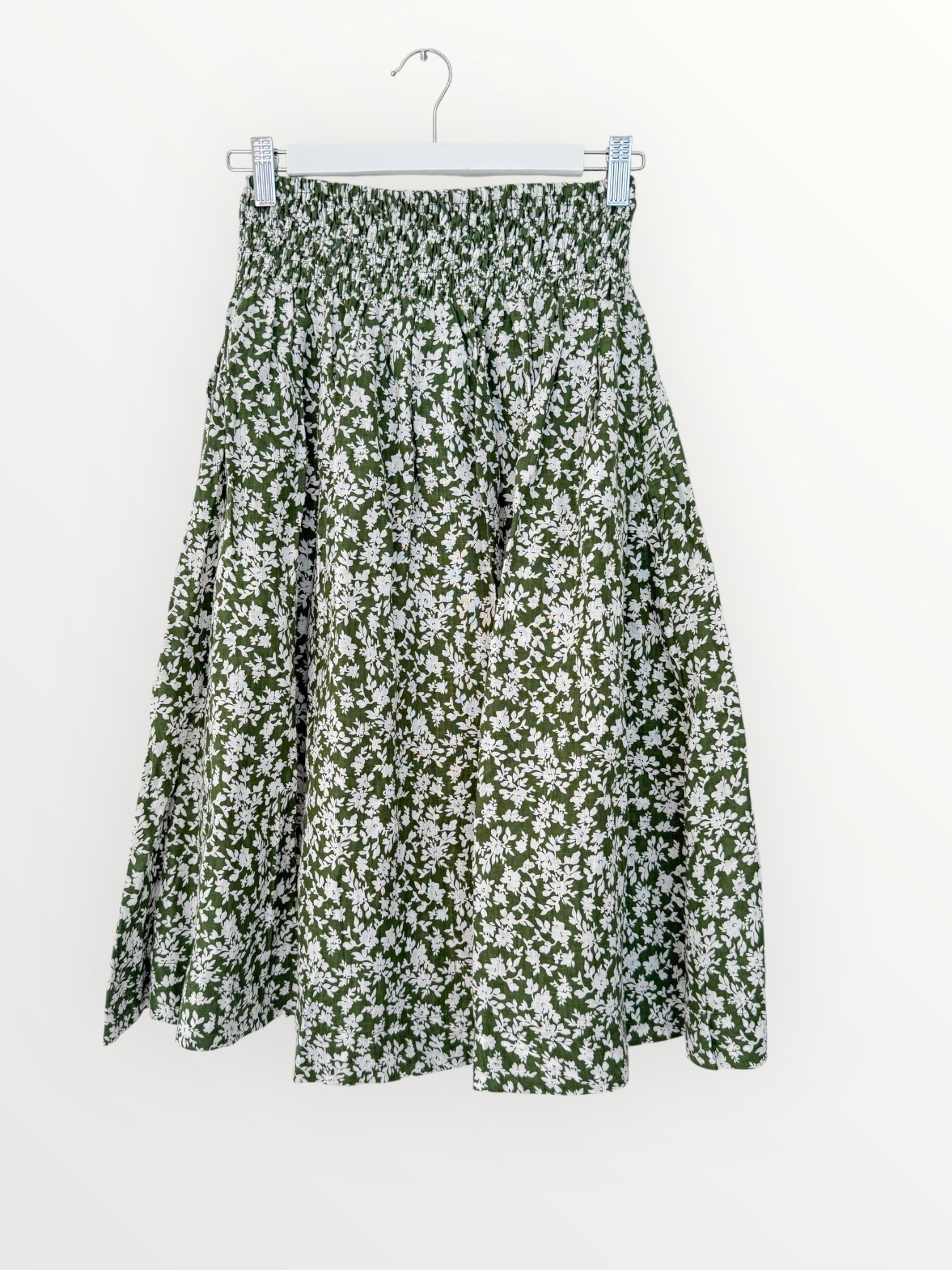 lola skirt - moss flower floral linen Apparel