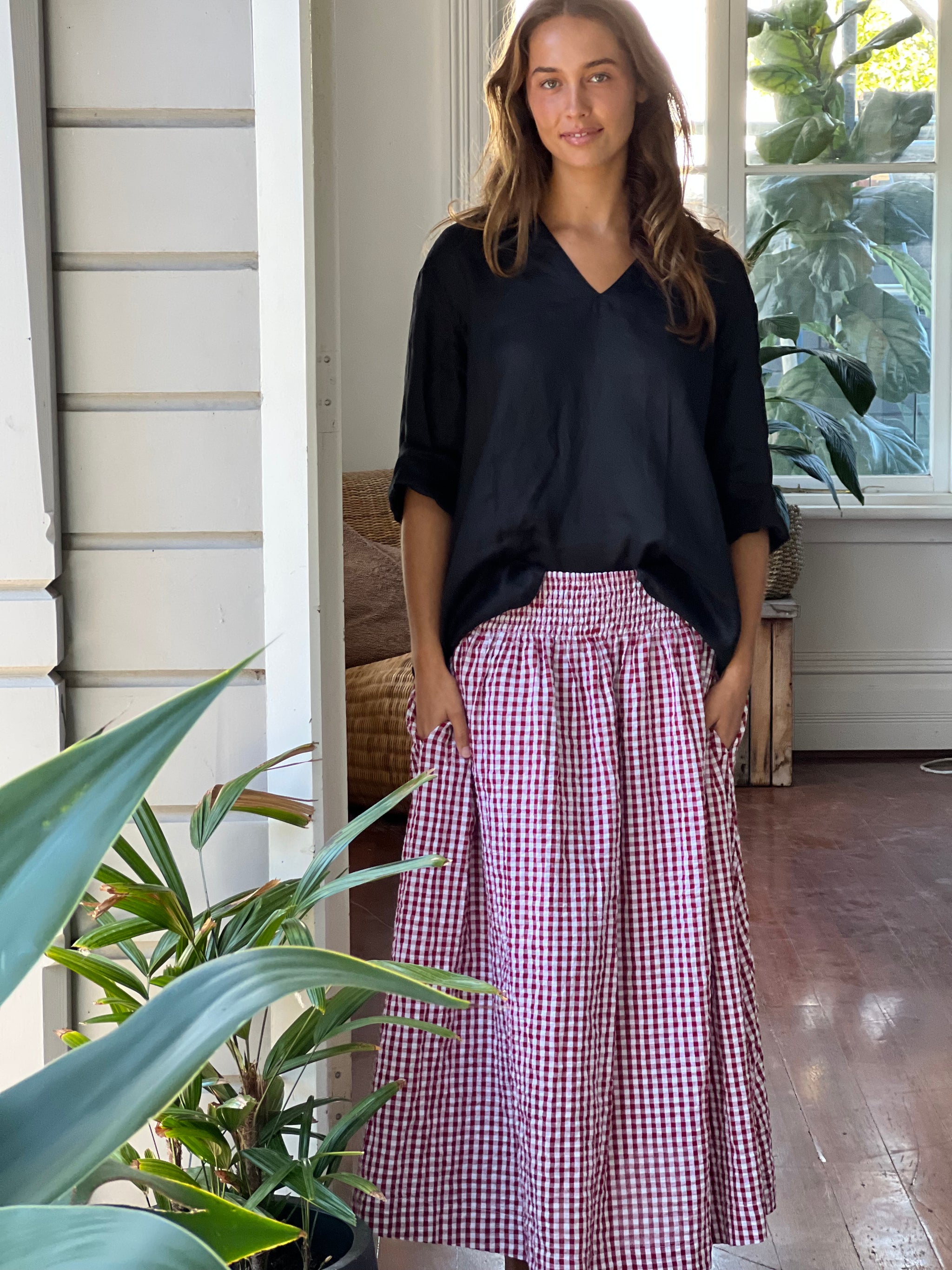 lulu skirt red white gingham frockk