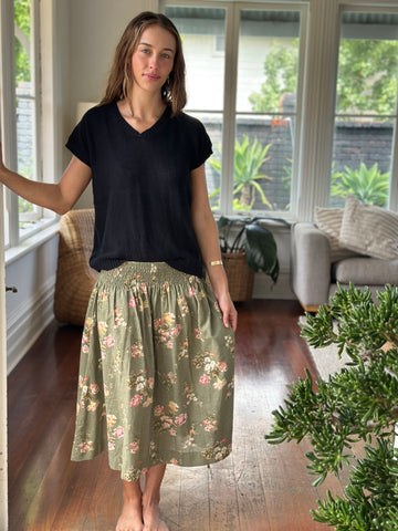 lola skirt - sage flower garden Apparel