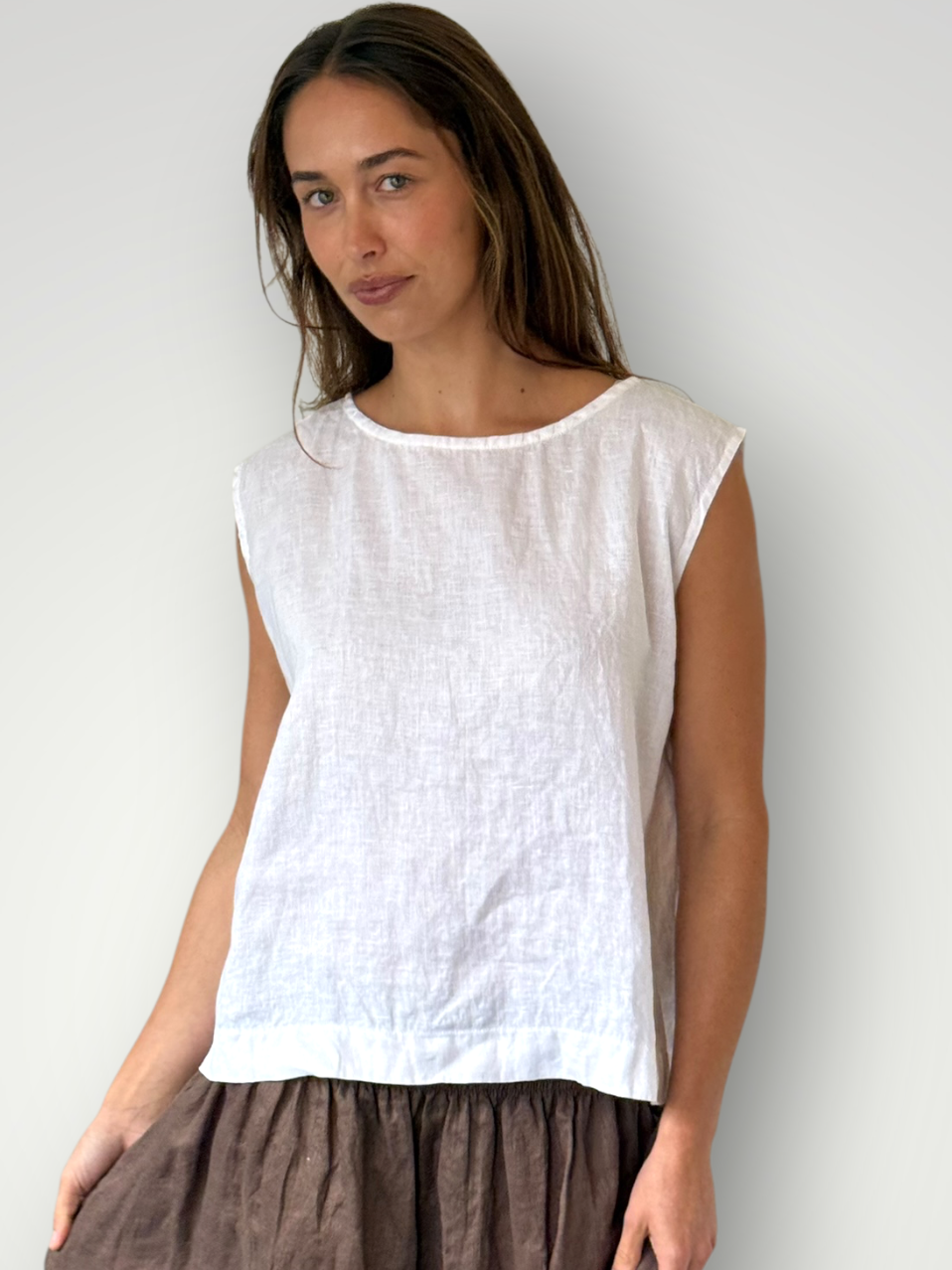 eva top - white linen Apparel