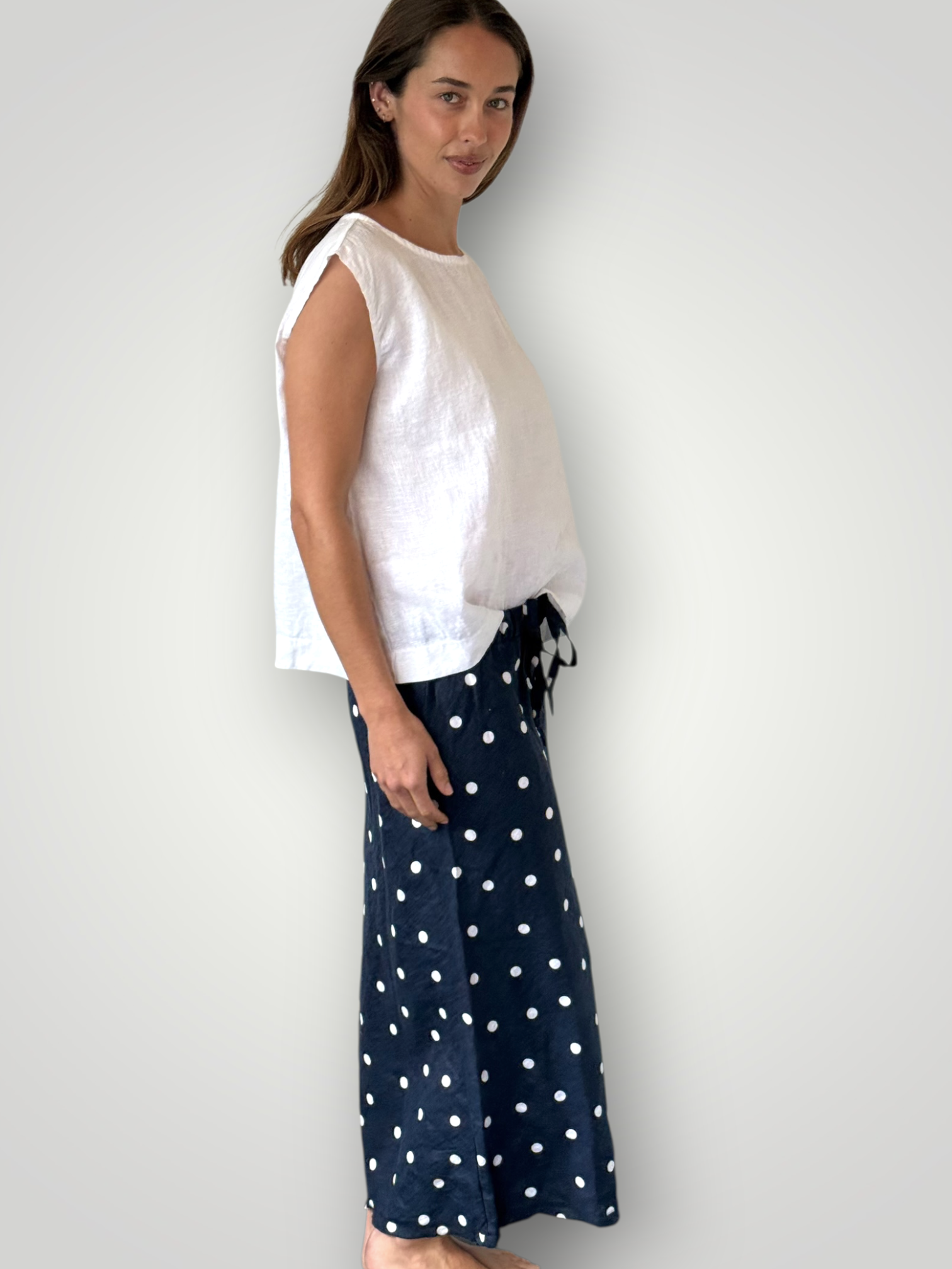 anthea skirt - navy spot linen Apparel