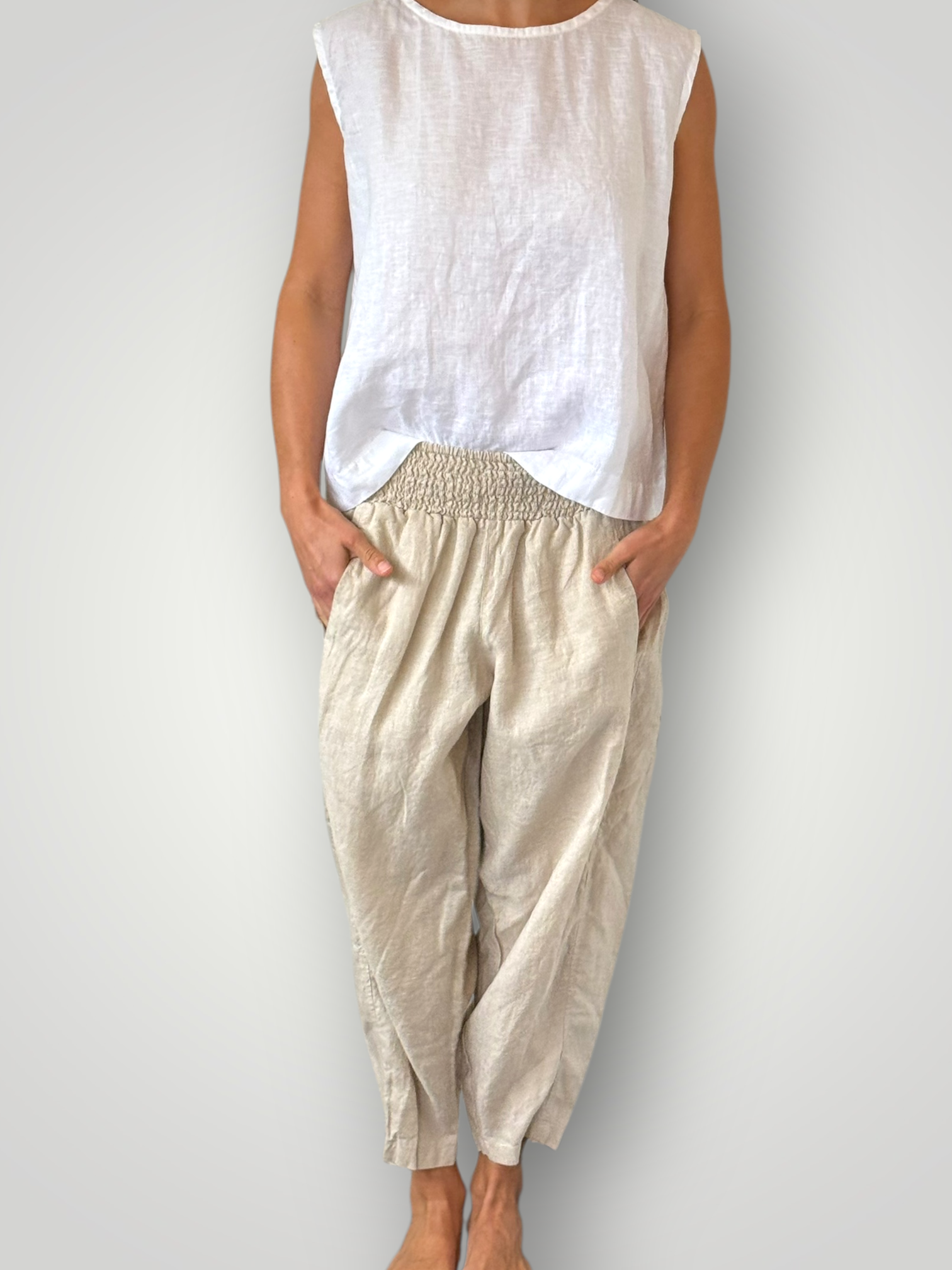frankie pants - natural linen Apparel