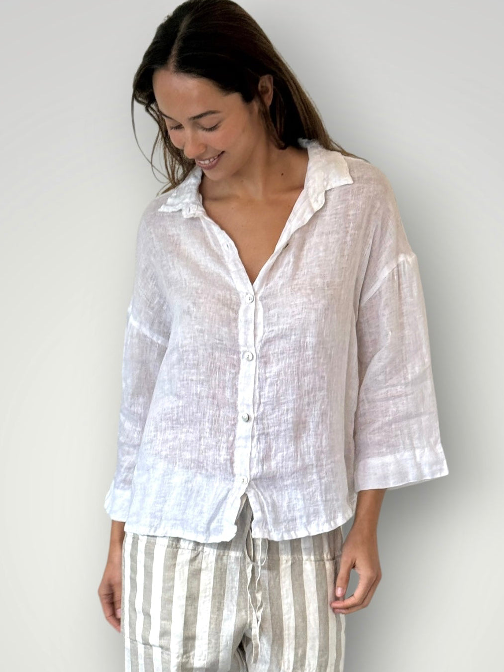 deanna shirt - white linen gauze Apparel