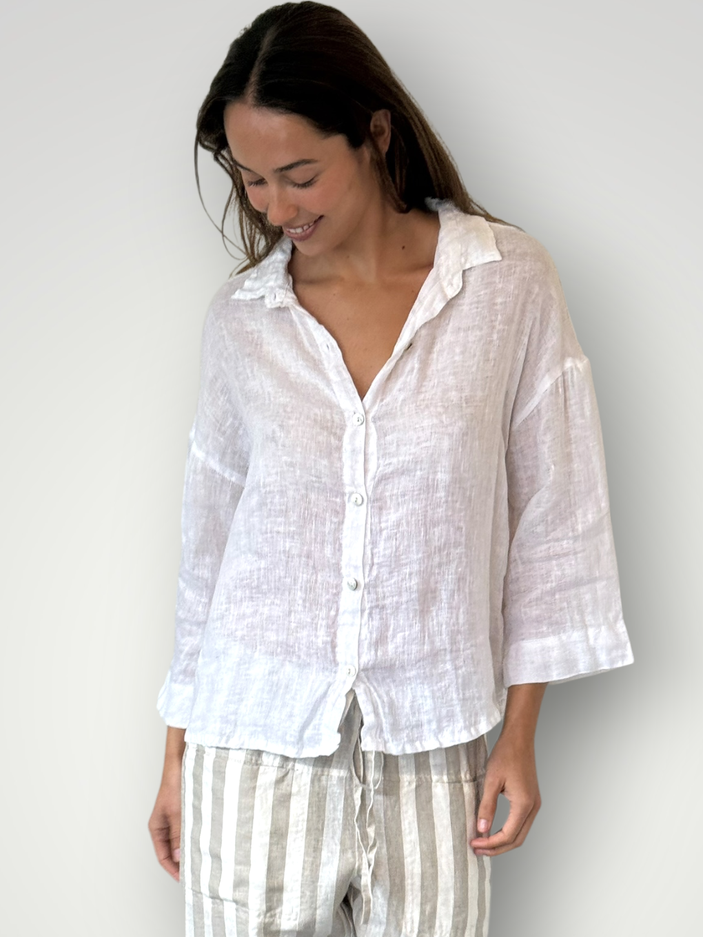 deanna shirt - white linen gauze Apparel