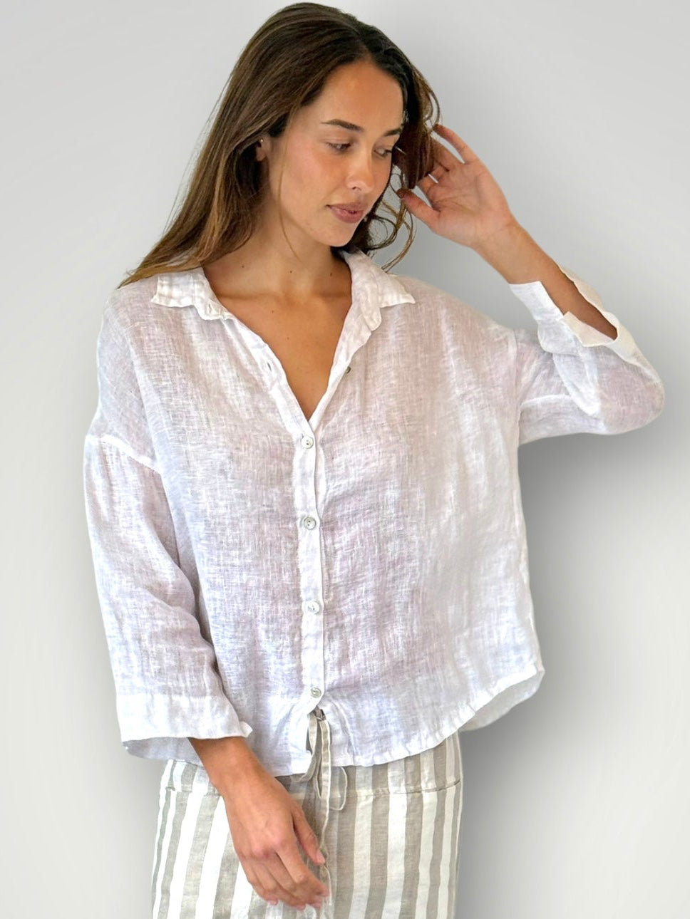 deanna shirt - white linen gauze Apparel