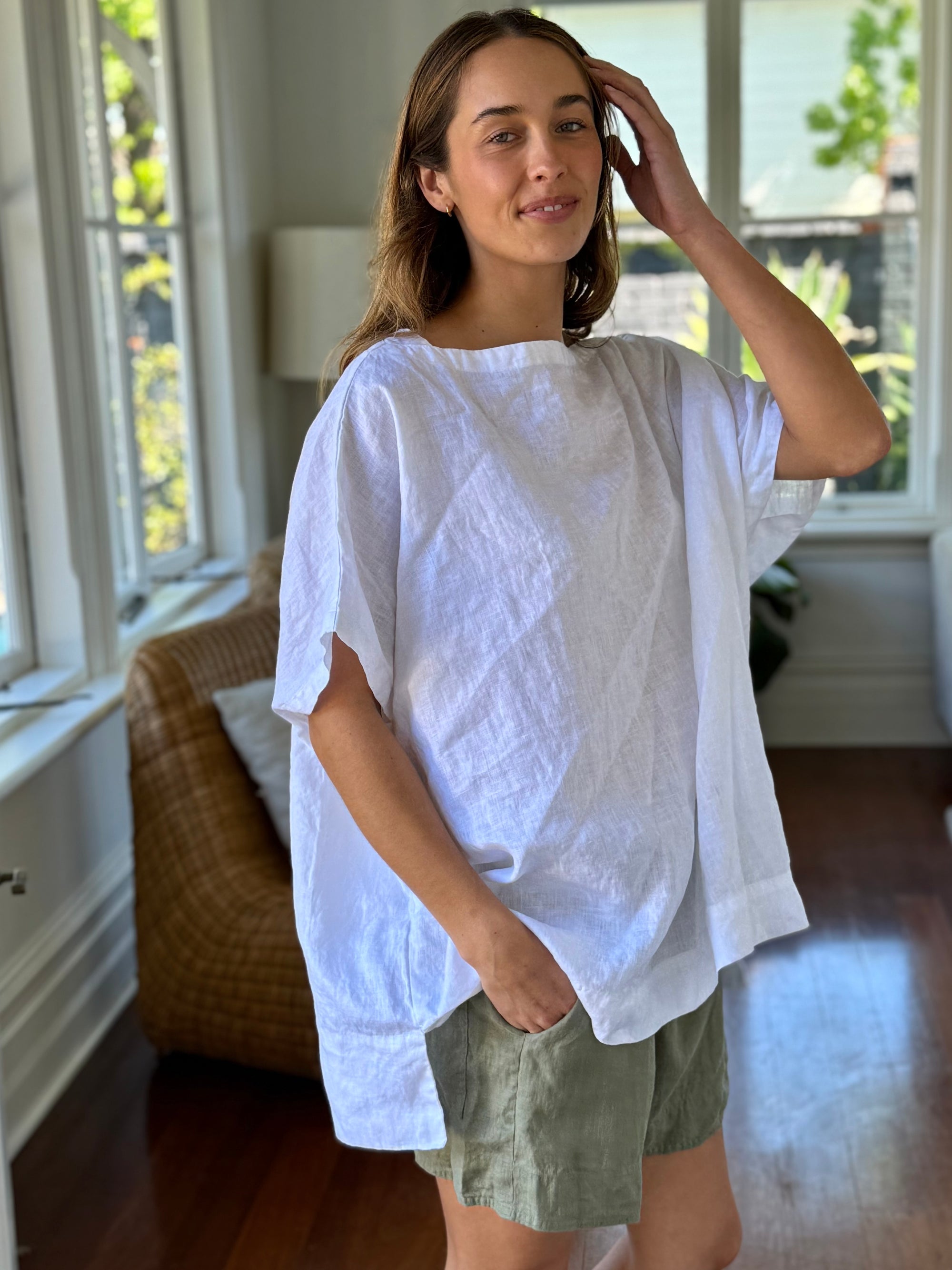 sammy top - white linen Apparel