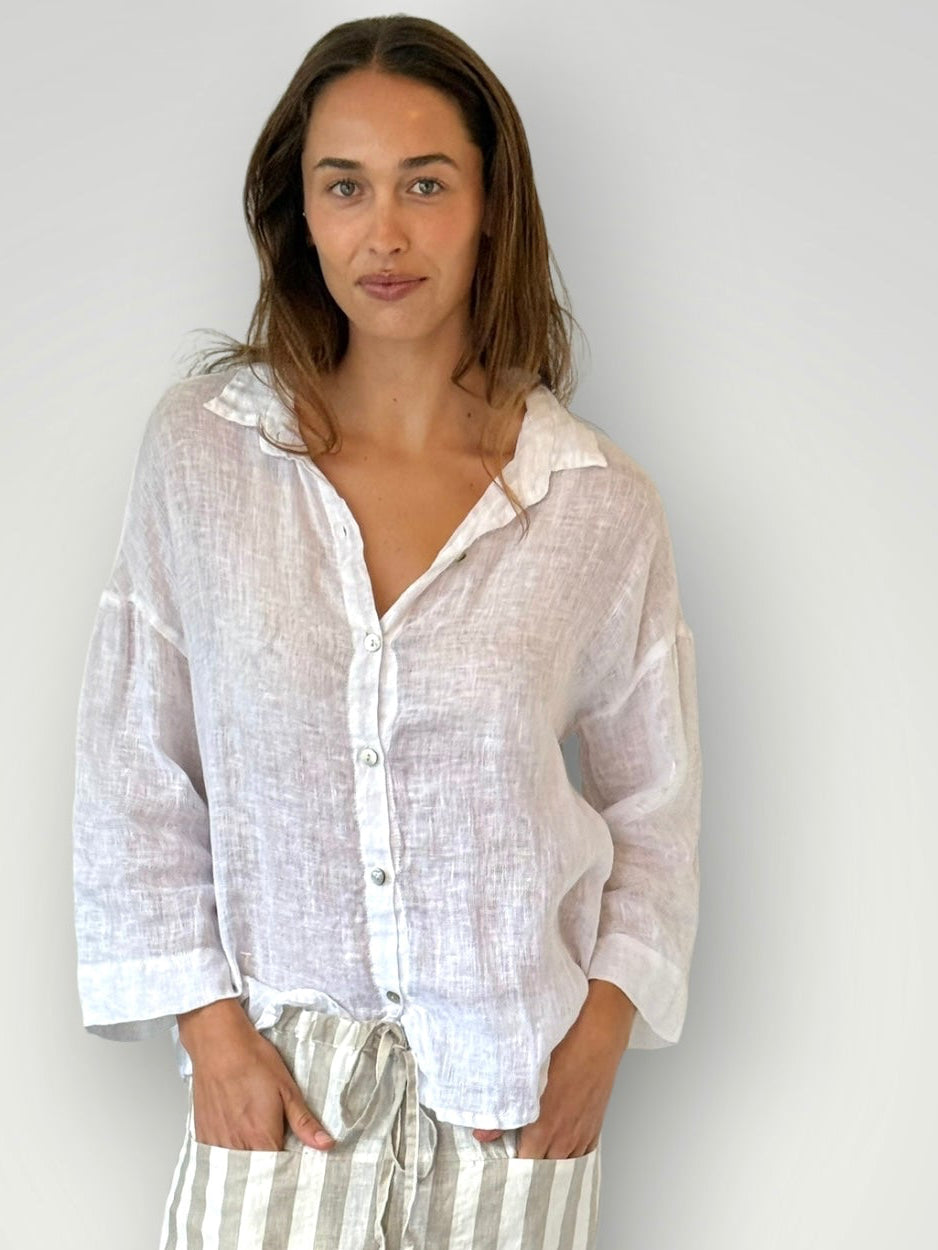 deanna shirt - white linen gauze Apparel