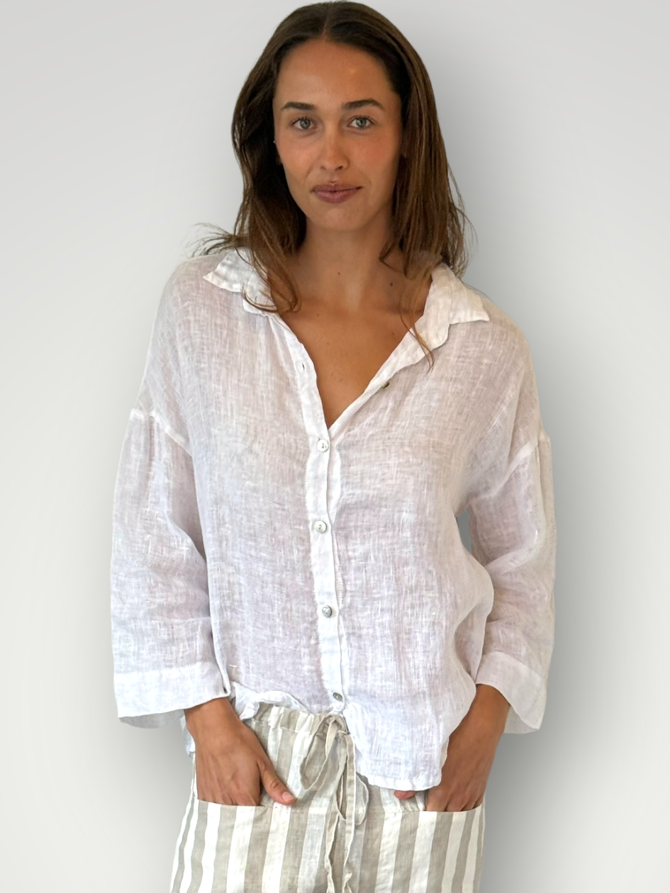 deanna shirt - white linen gauze Apparel