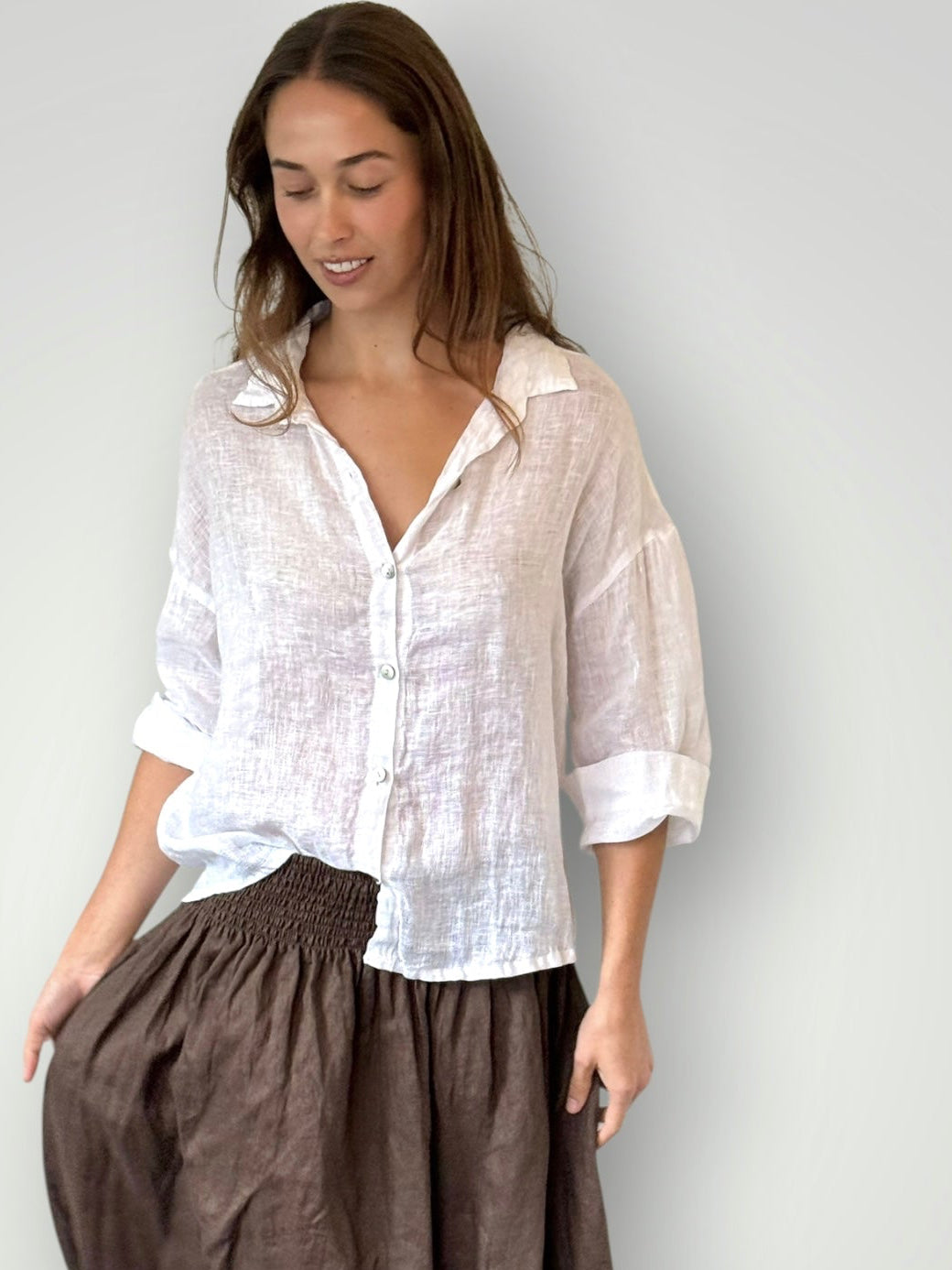 deanna shirt - white linen gauze Apparel