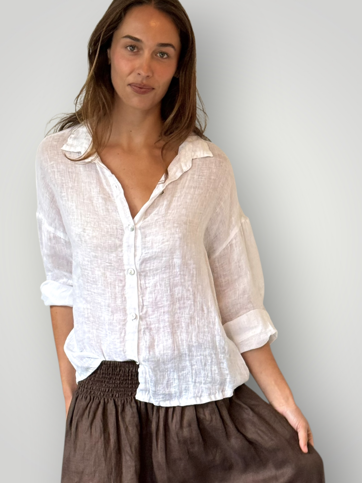 deanna shirt - white linen gauze Apparel