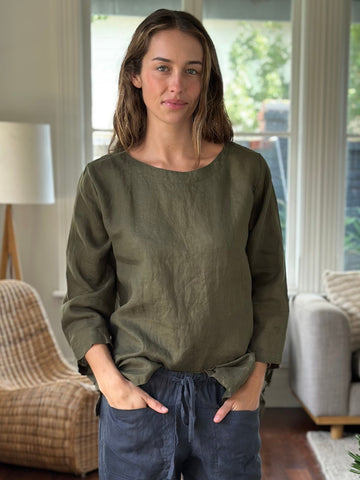 april top - army linen Apparel