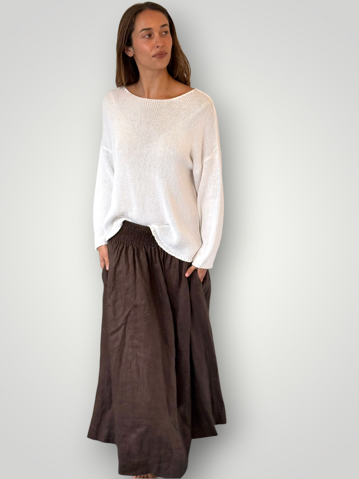 lulu skirt- chocolate linen Apparel