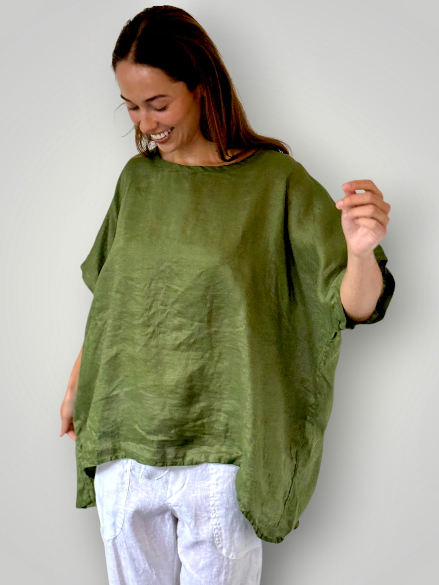 rachael top- moss linen Apparel