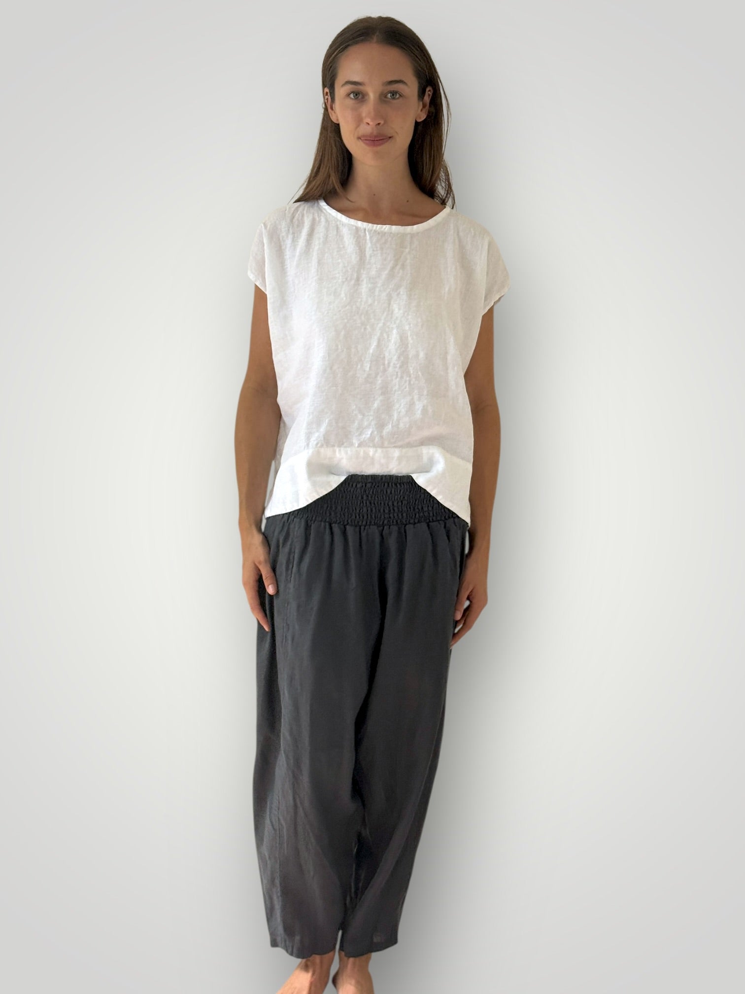 frankie pant -charcoal linen Apparel