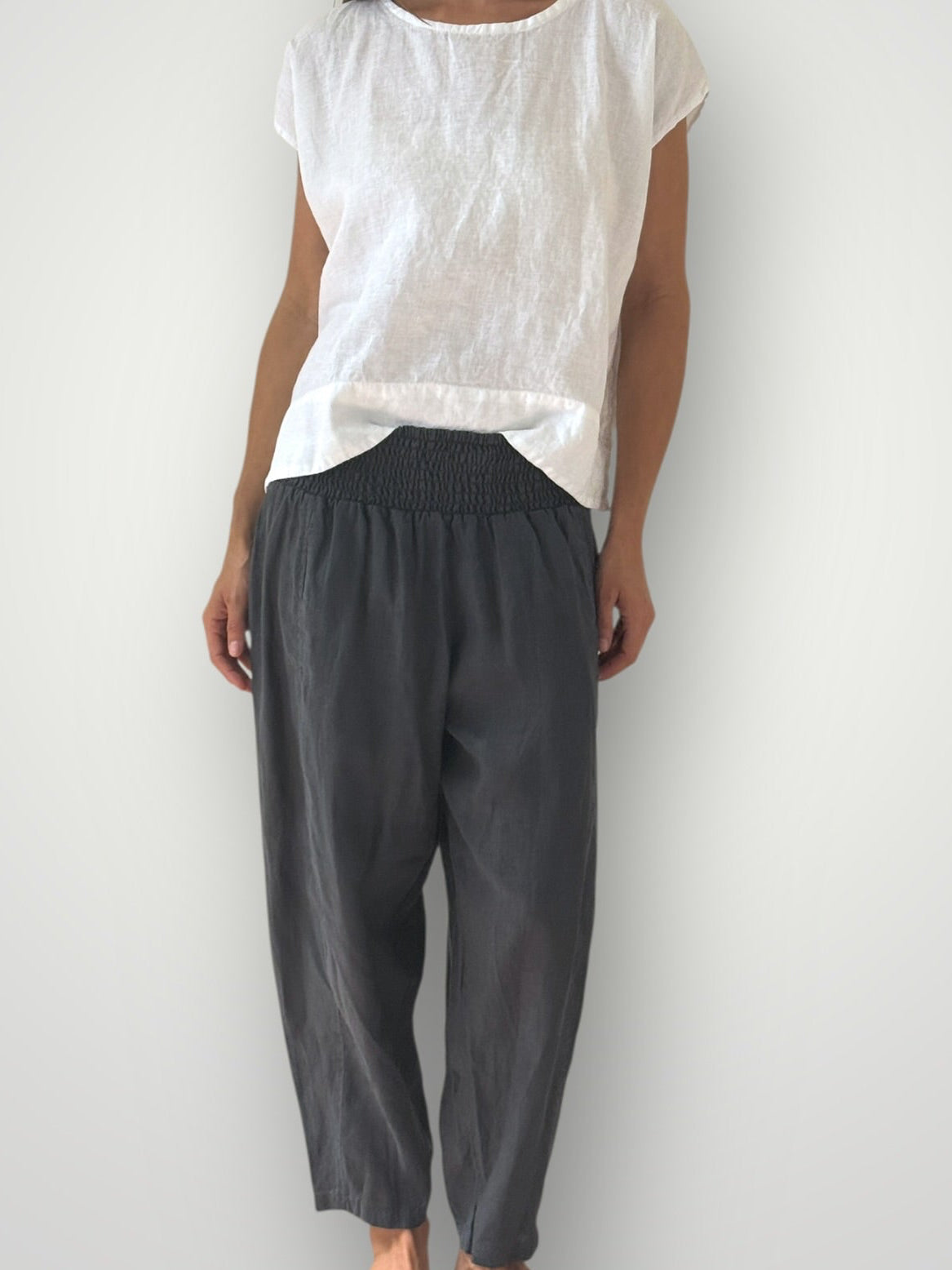 frankie pant -charcoal linen Apparel