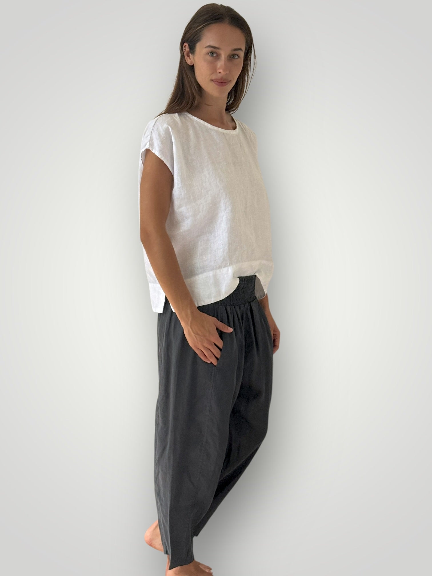 frankie pant -charcoal linen Apparel