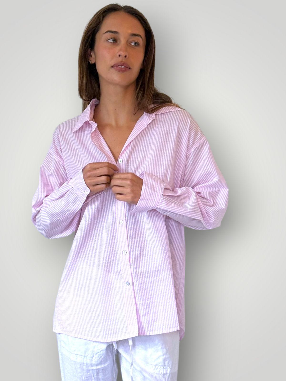 jordan shirt-pink stripe cotton