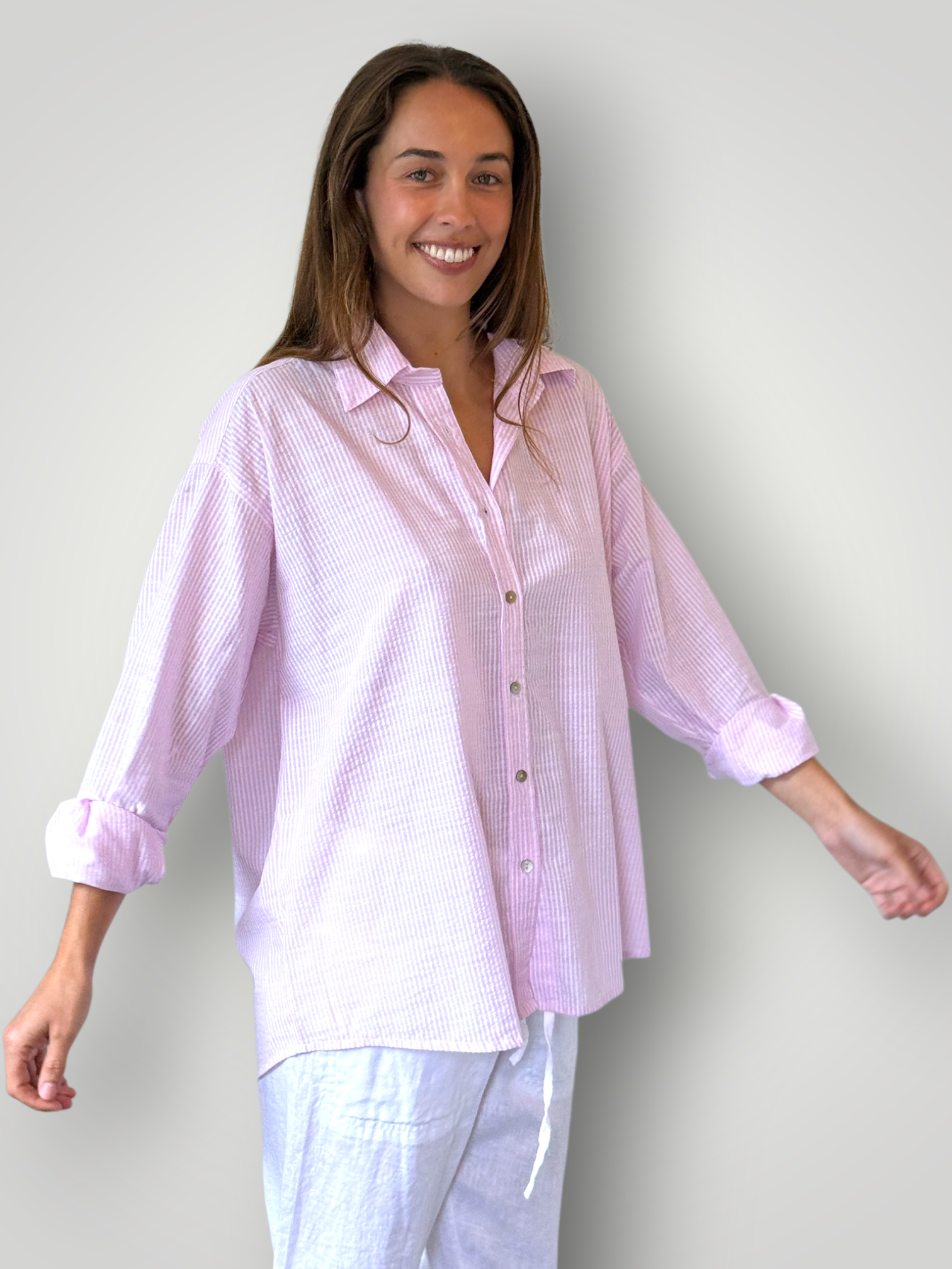 jordan shirt-pink stripe cotton