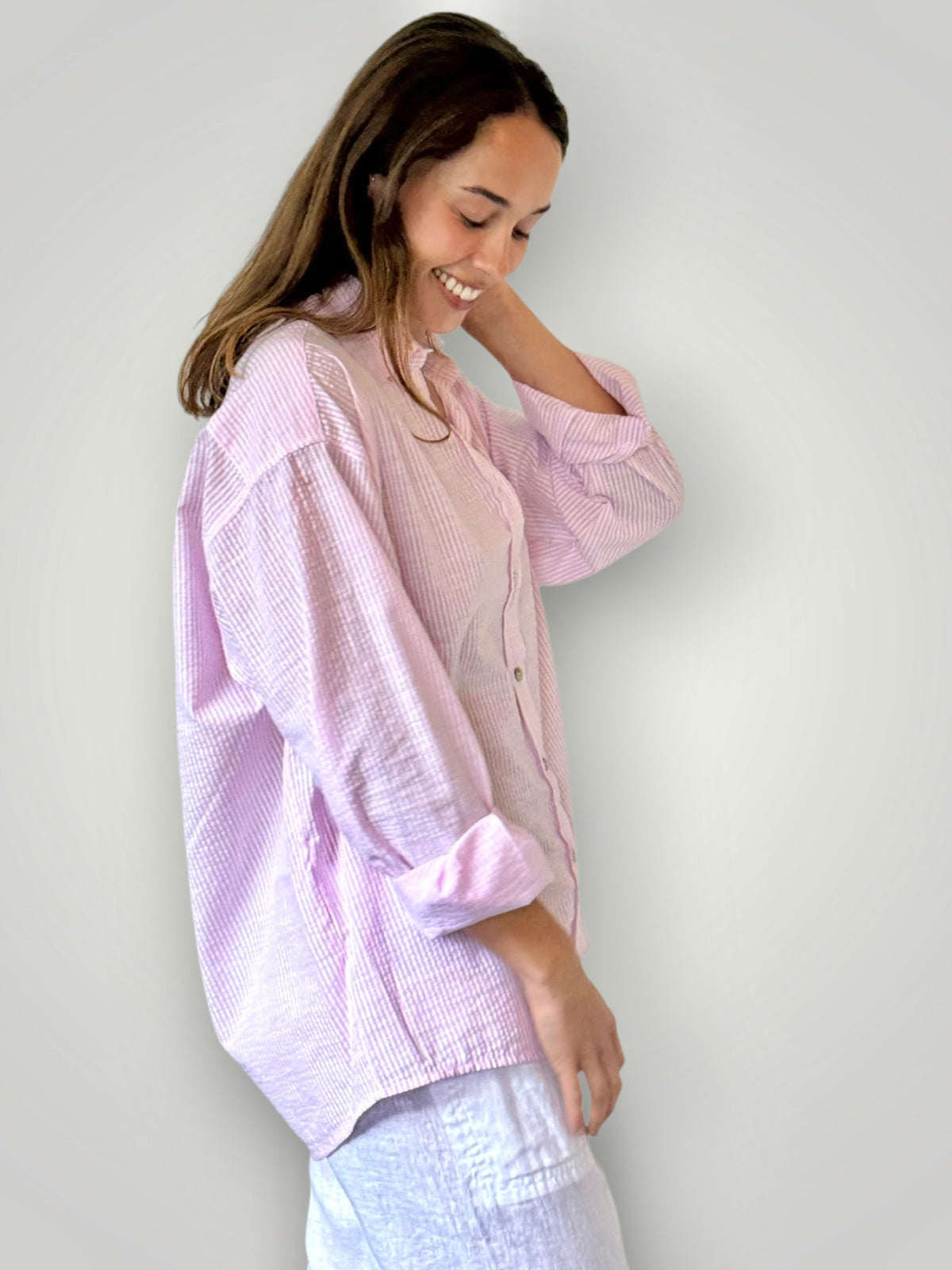 jordan shirt-pink stripe cotton