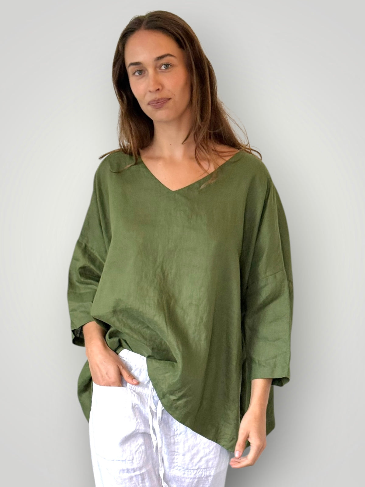 lydia top - moss linen Apparel
