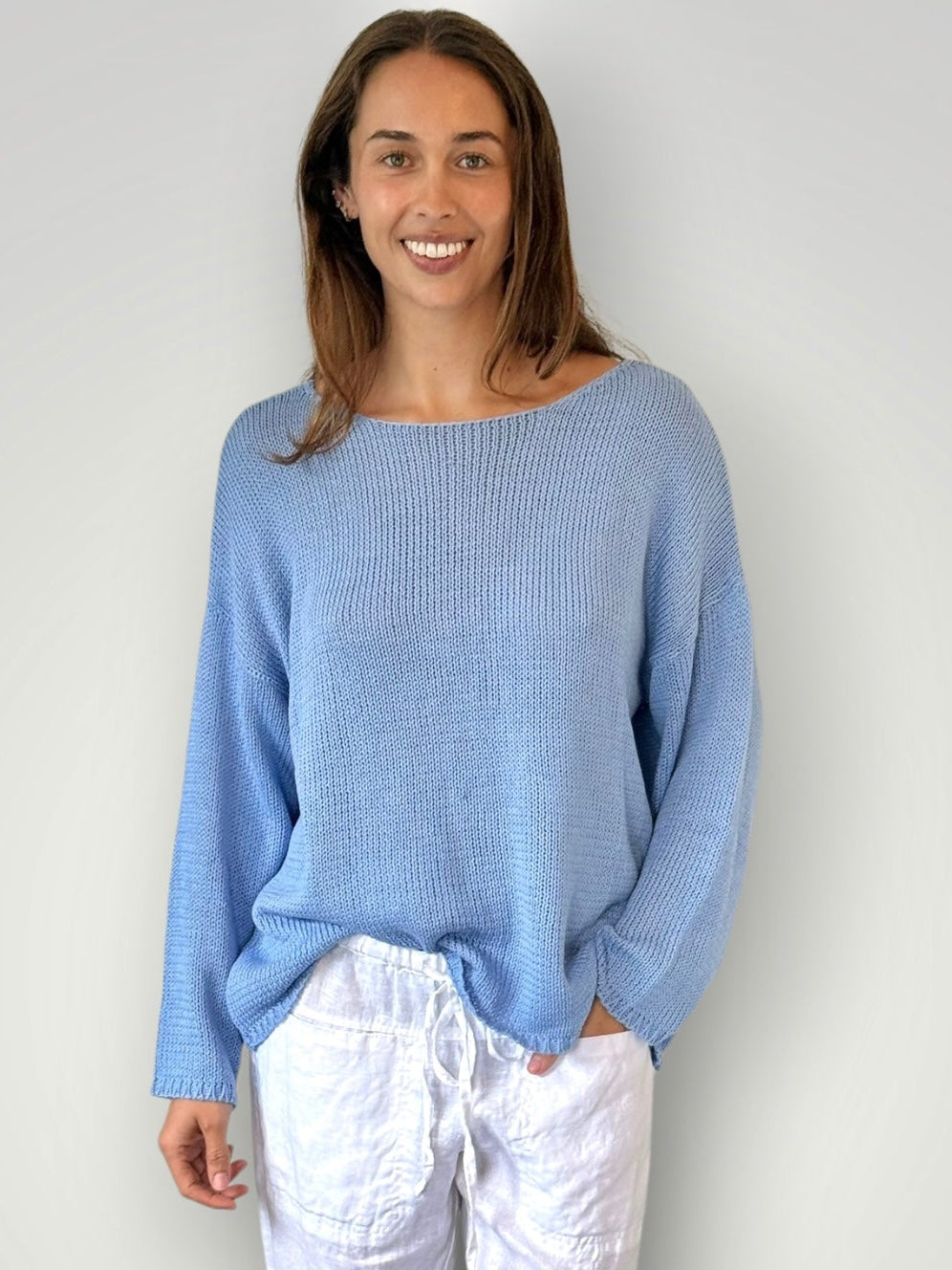 ashton knit - soft blue cotton Apparel