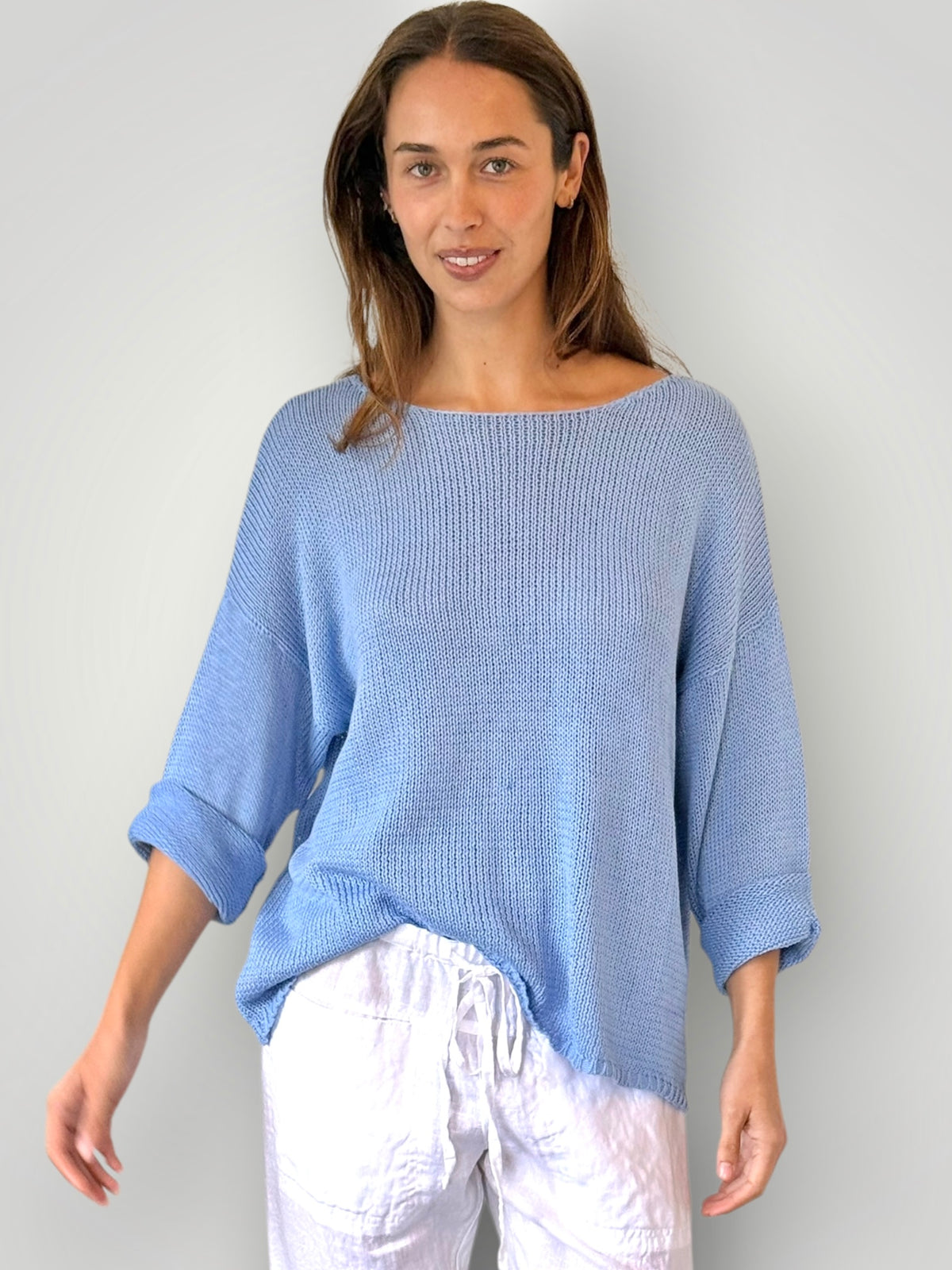 ashton knit - soft blue cotton Apparel