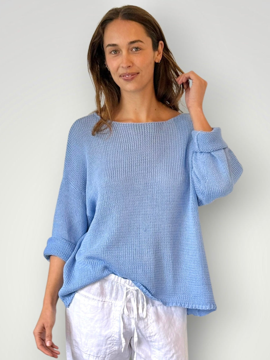 ashton knit - soft blue cotton Apparel