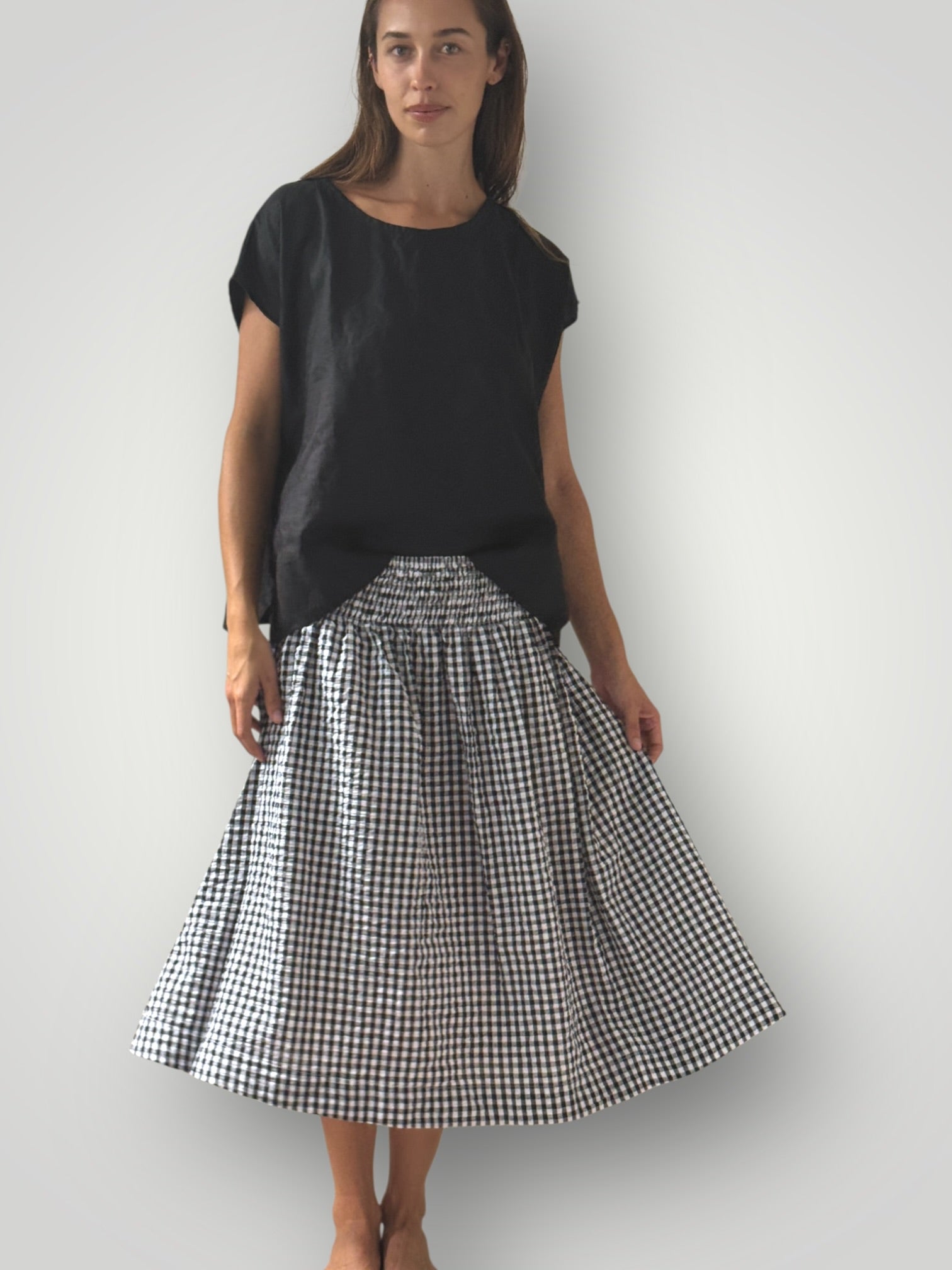 lola skirt -black /white gingham cotton Apparel