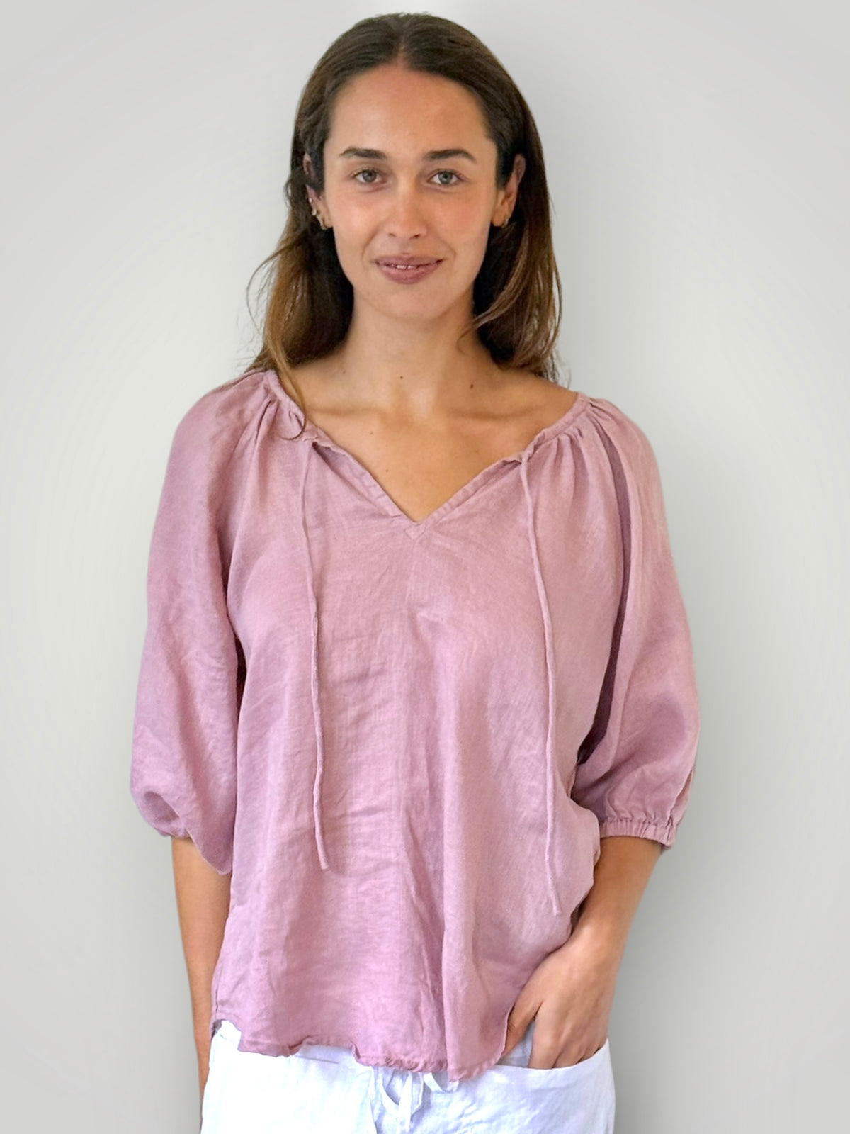 alicia top-dusty rose linen