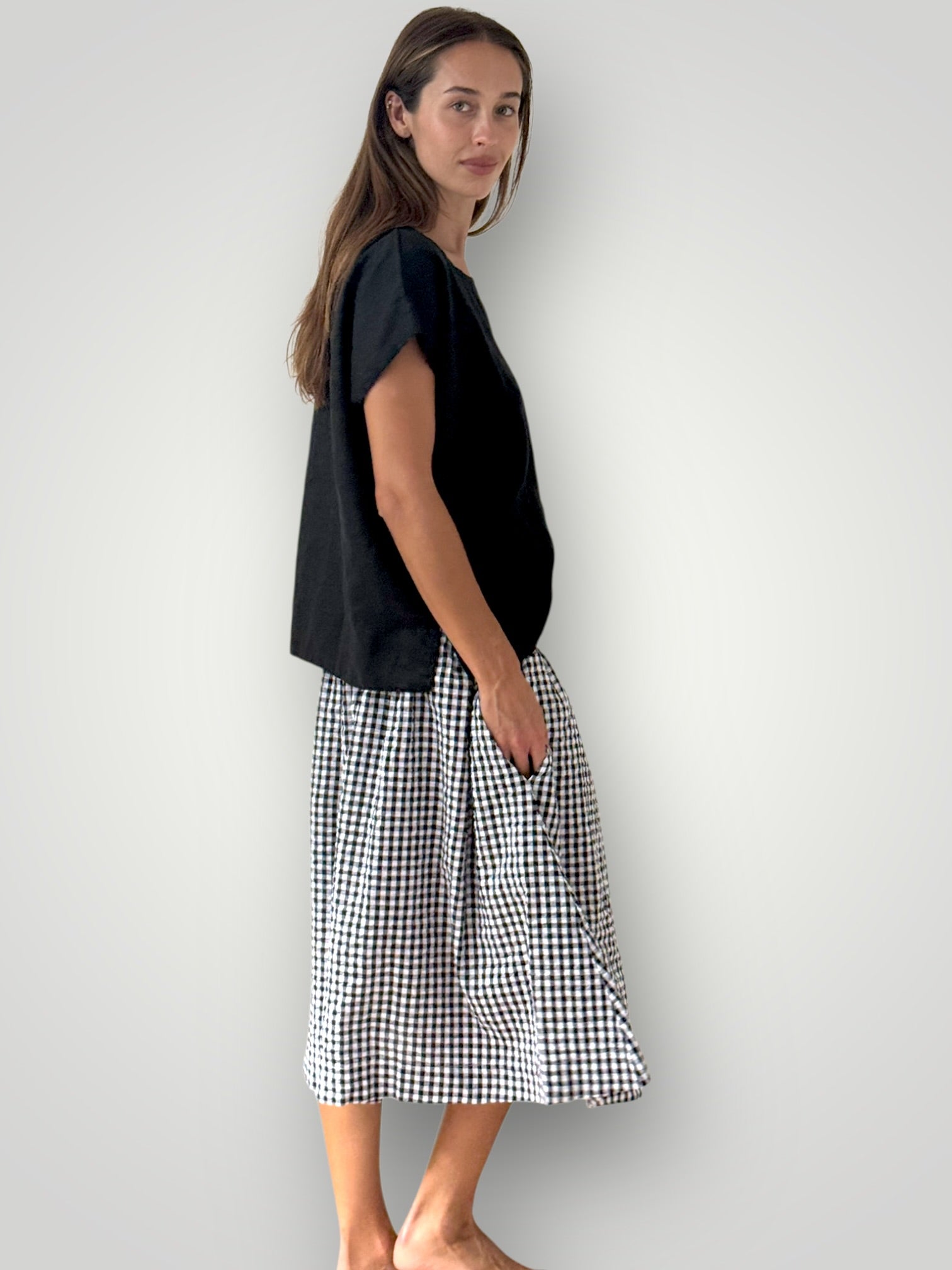 lola skirt -black /white gingham cotton Apparel