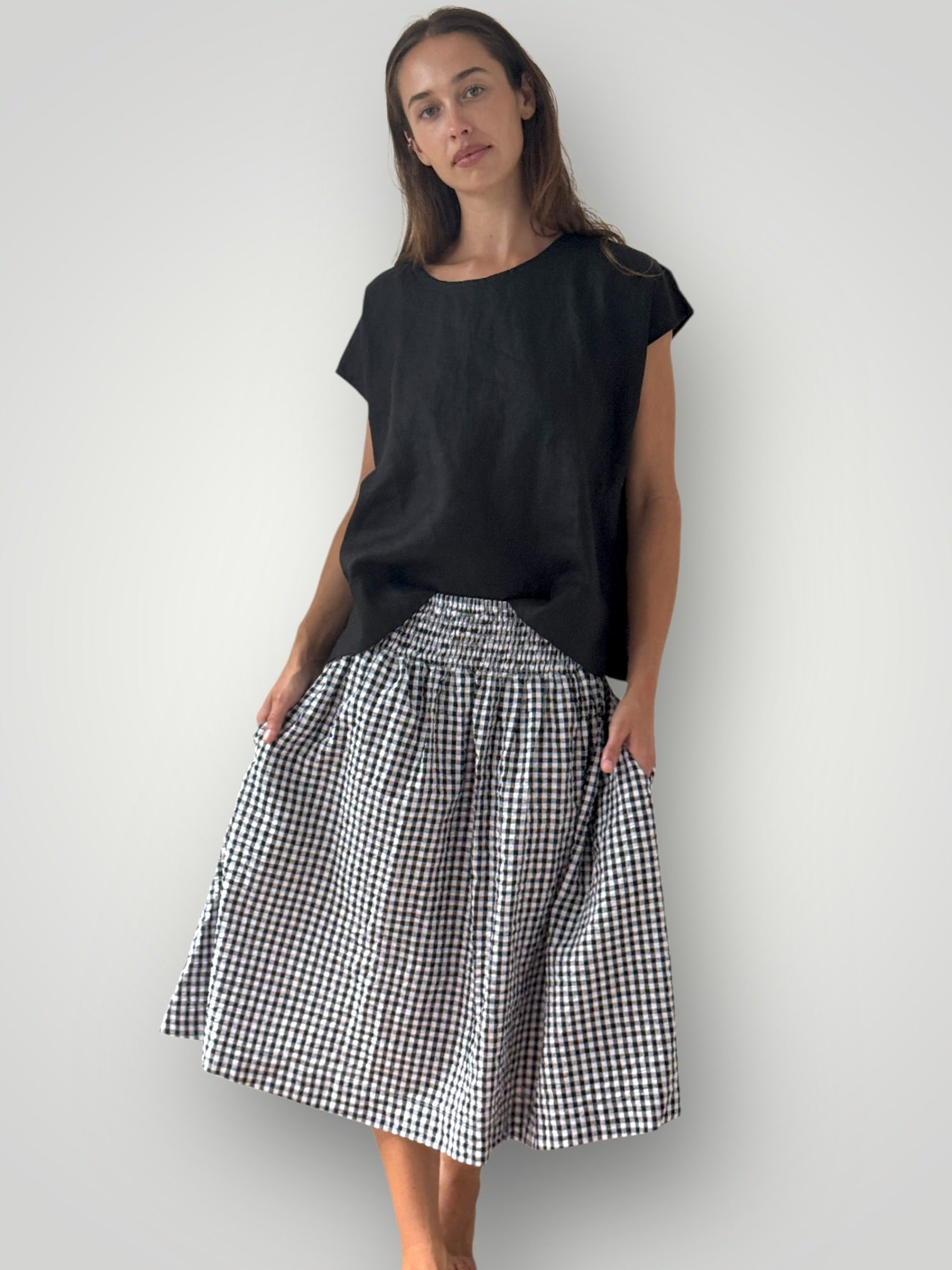 lola skirt -black /white gingham cotton Apparel