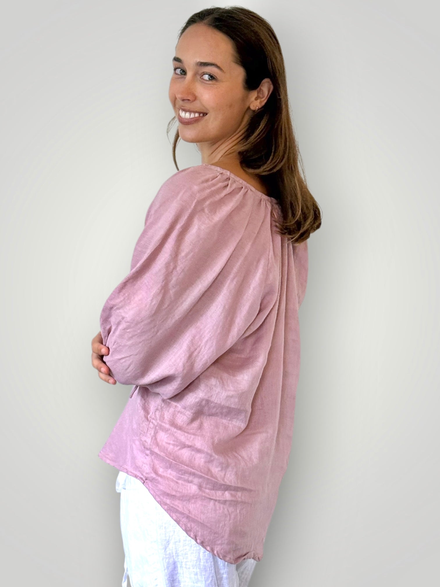 alicia top-dusty rose linen