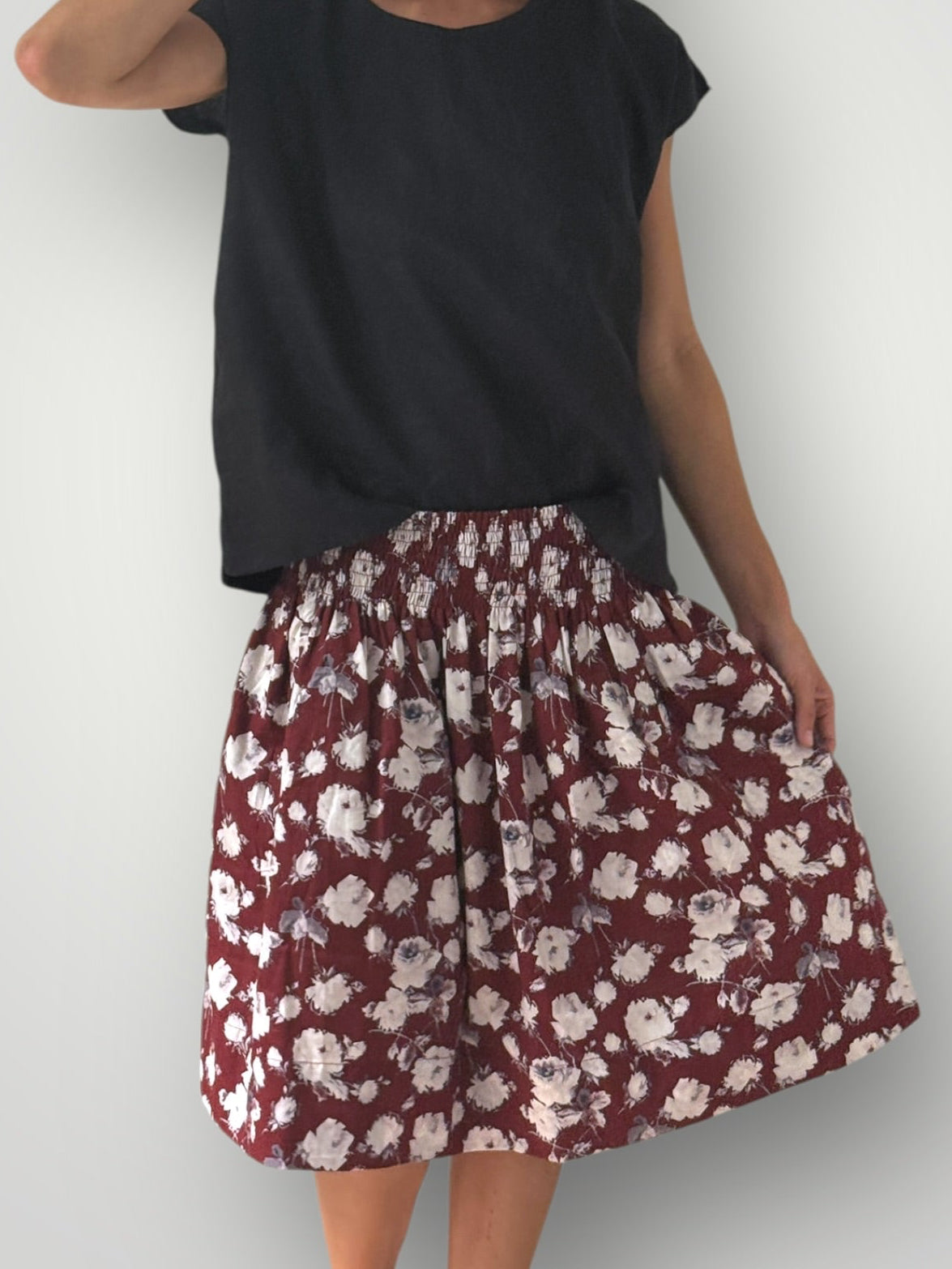 zoe skirt - merlot rose cotton Apparel