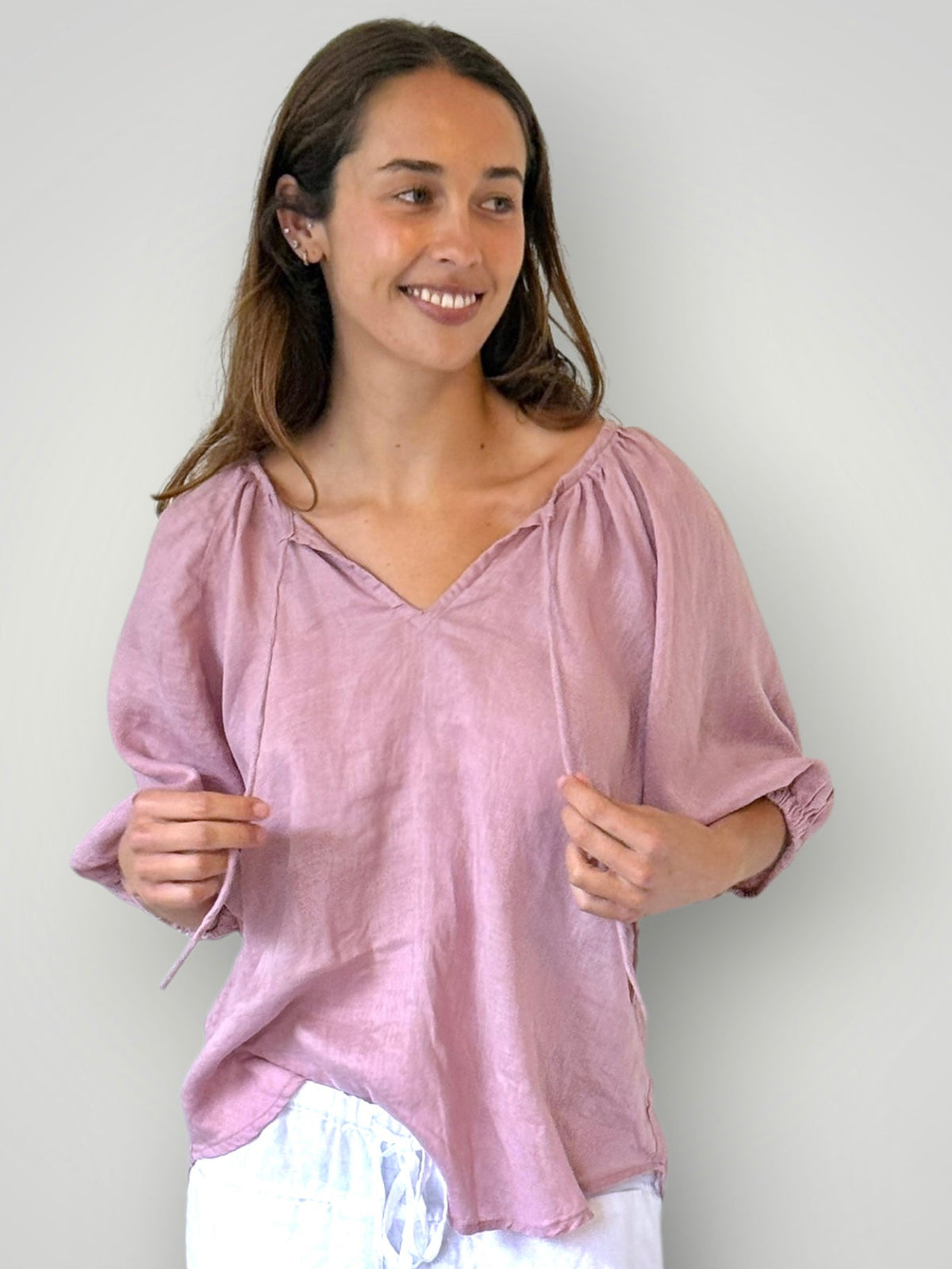 alicia top-dusty rose linen