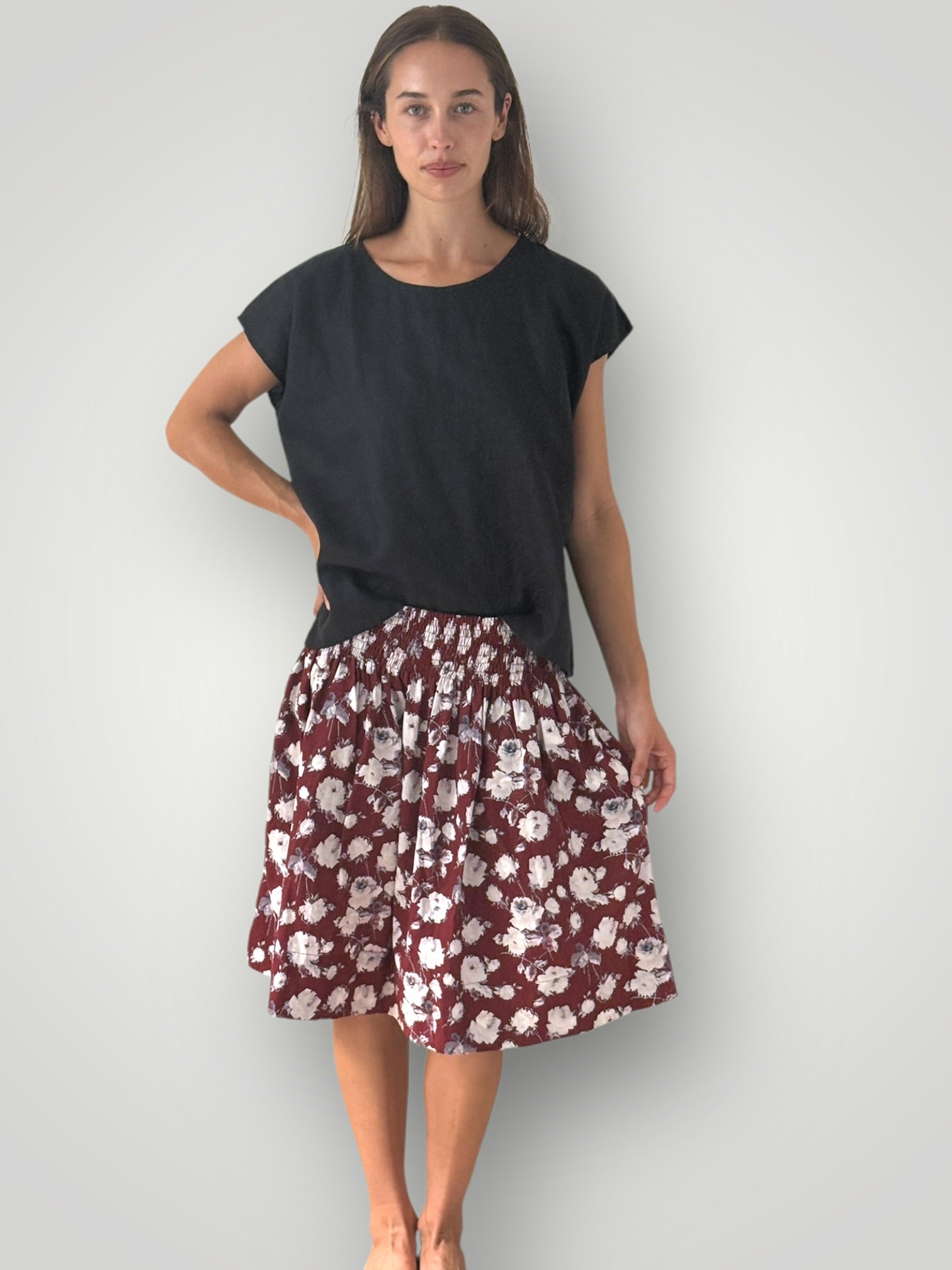 zoe skirt - merlot rose cotton Apparel