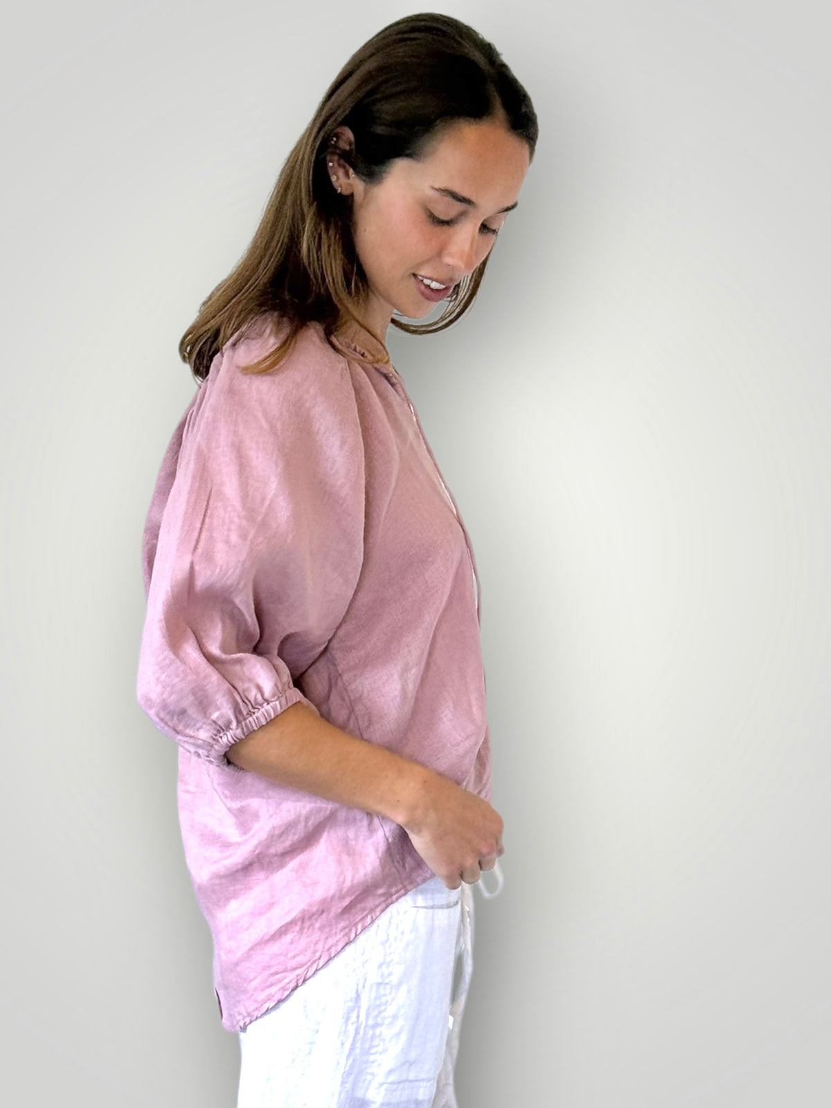 alicia top-dusty rose linen