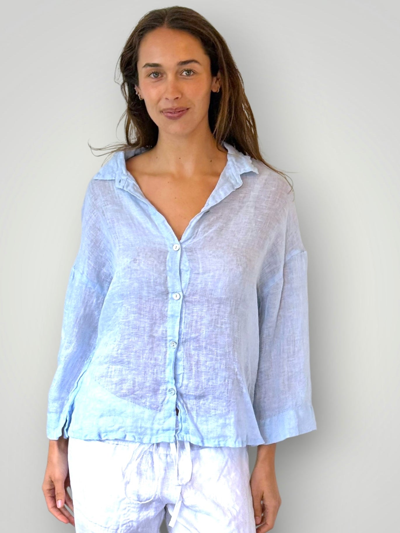 deanna shirt - soft blue linen gauze Apparel