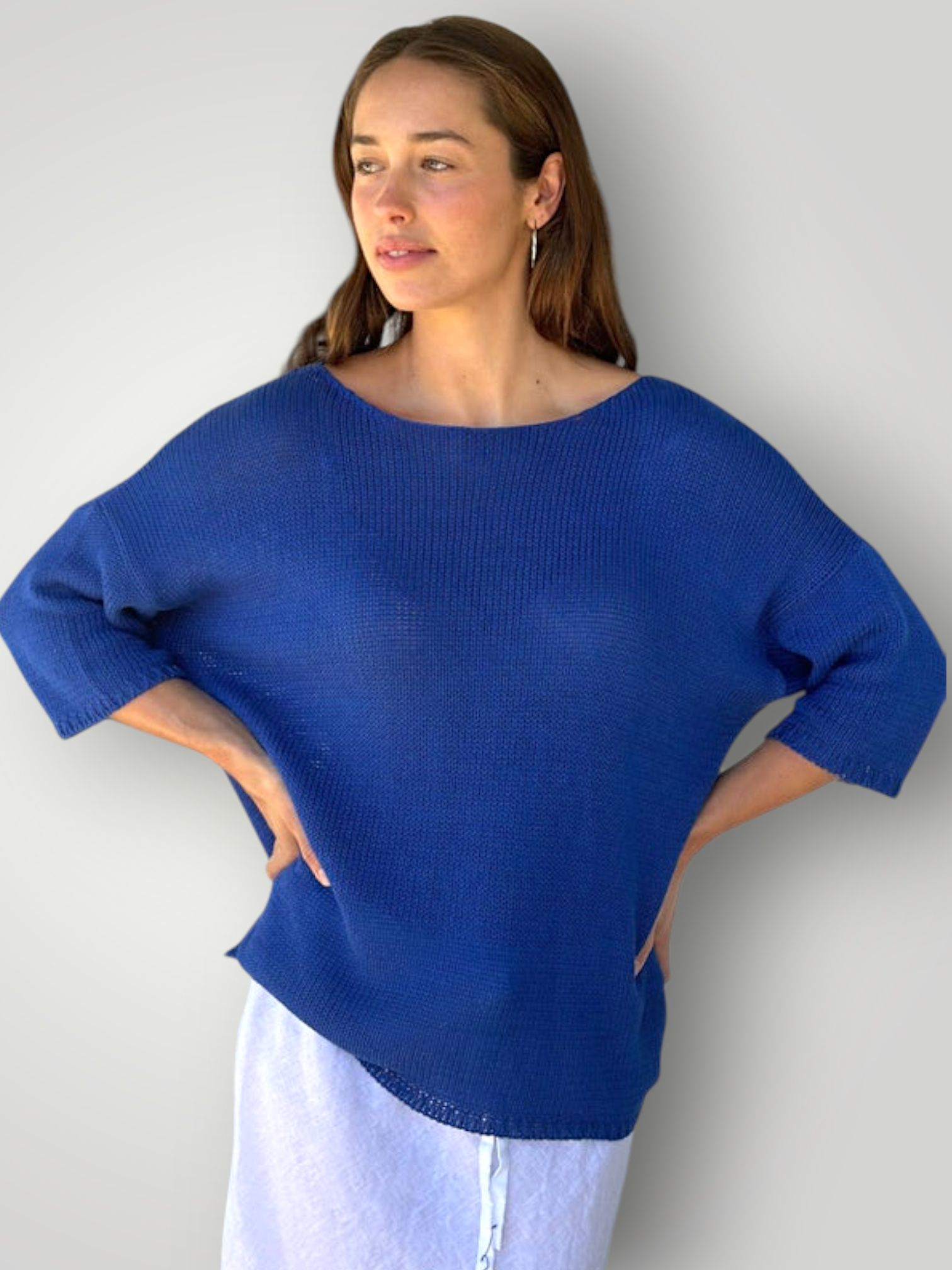 alex top-summer blue cotton knit Apparel