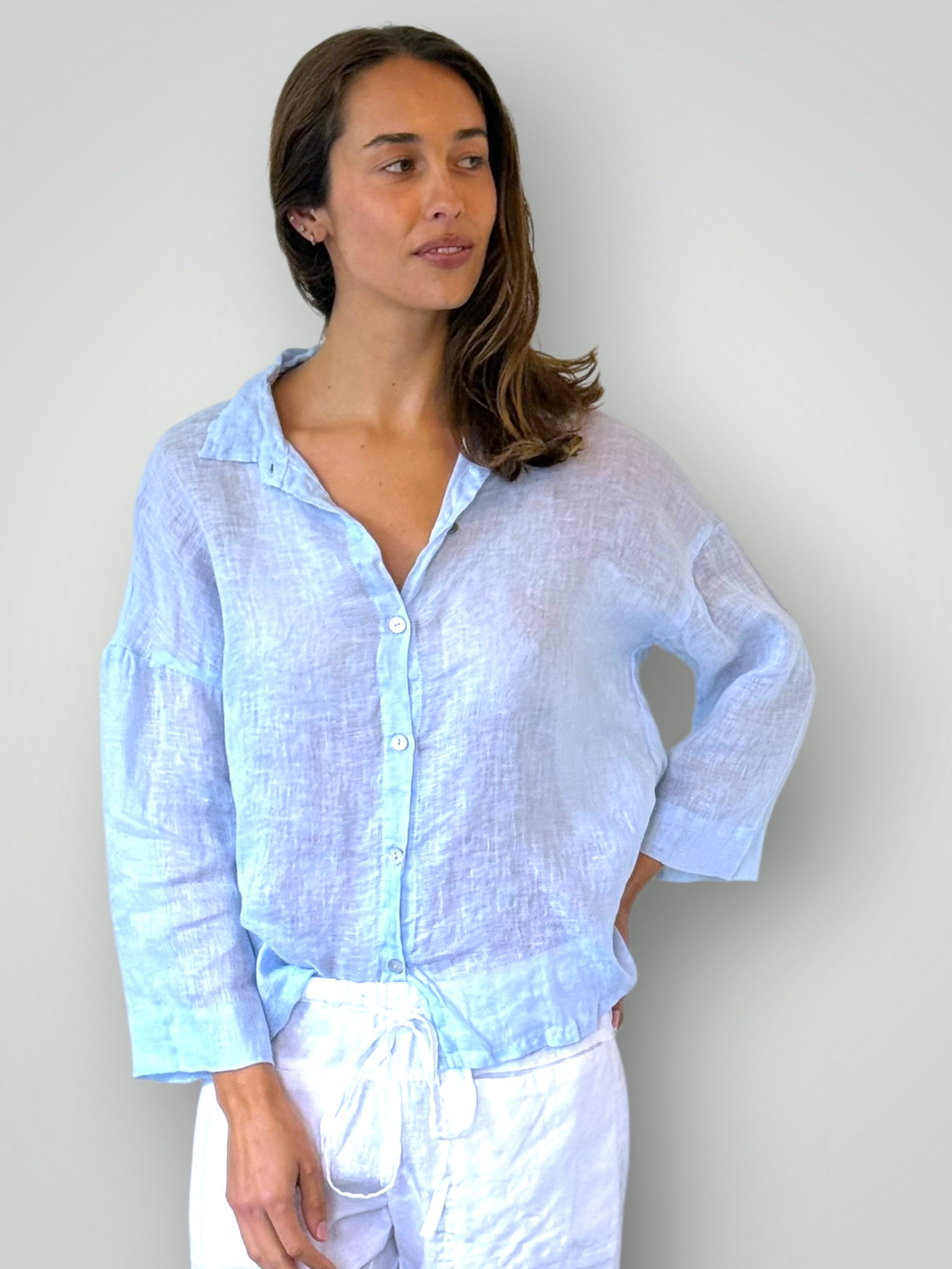 deanna shirt - soft blue linen gauze Apparel