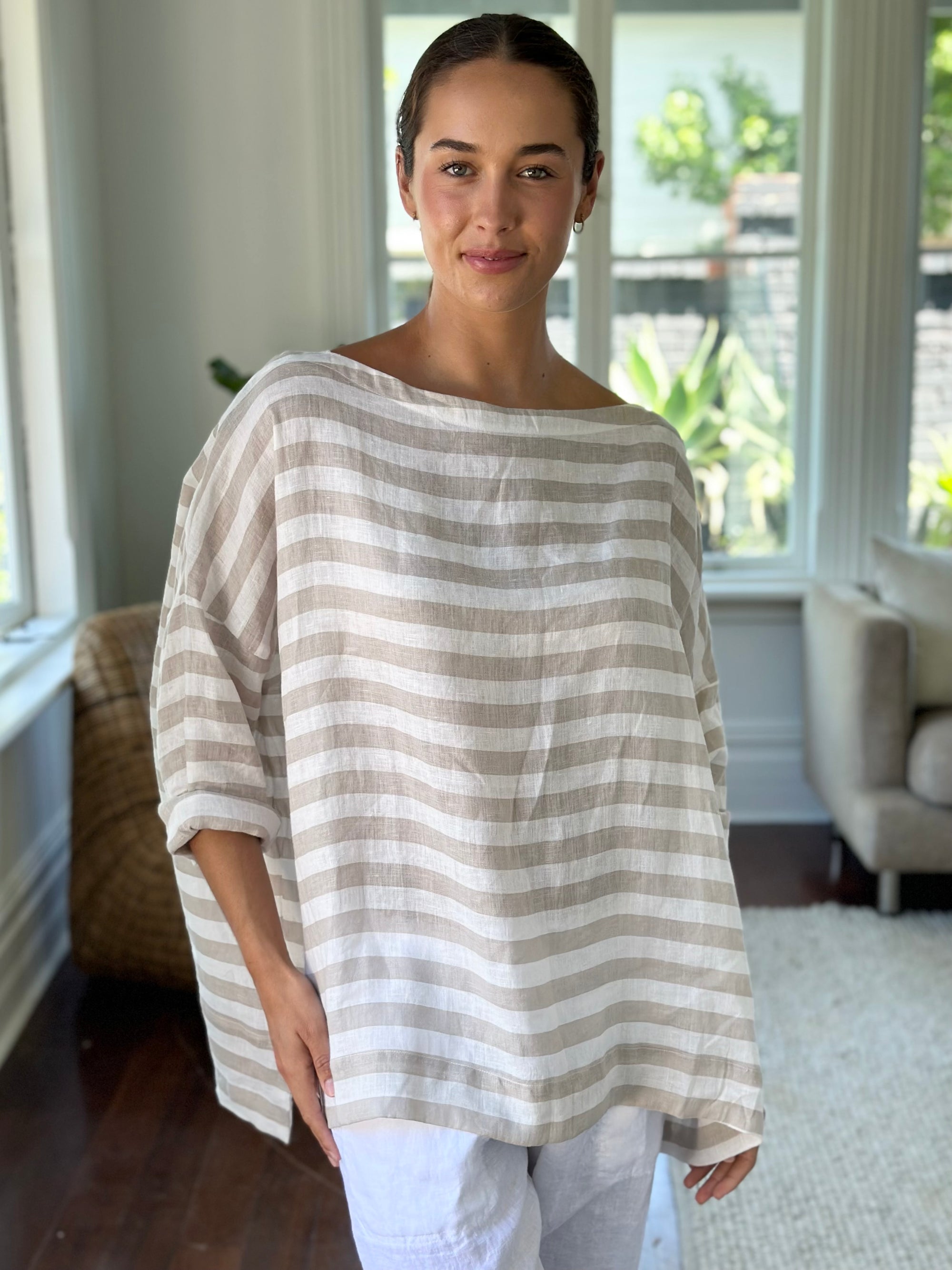 avril top- natural stripe Apparel