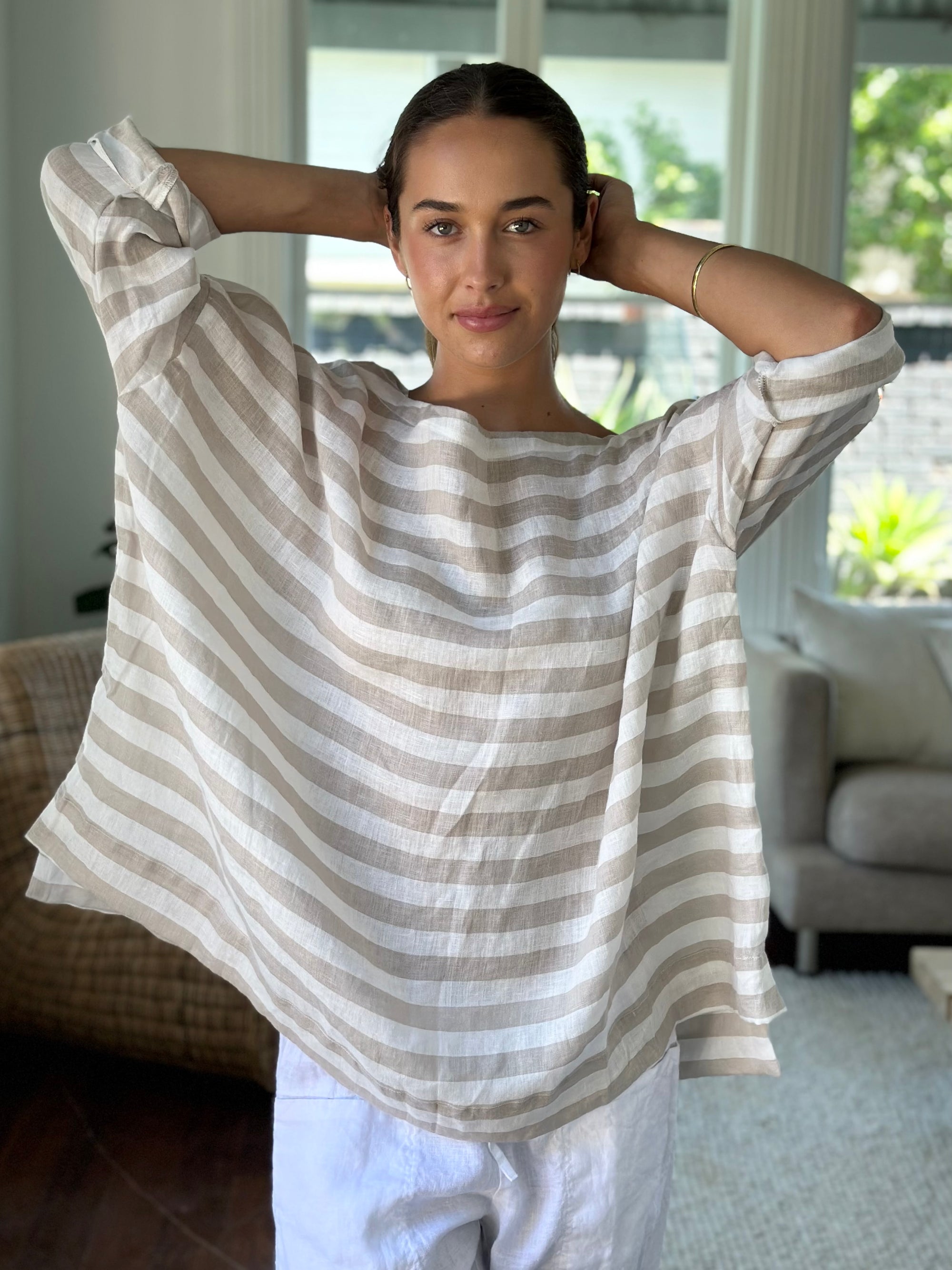 avril top- natural stripe Apparel