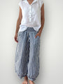 jackie pant - blue dusk stripe linen Apparel