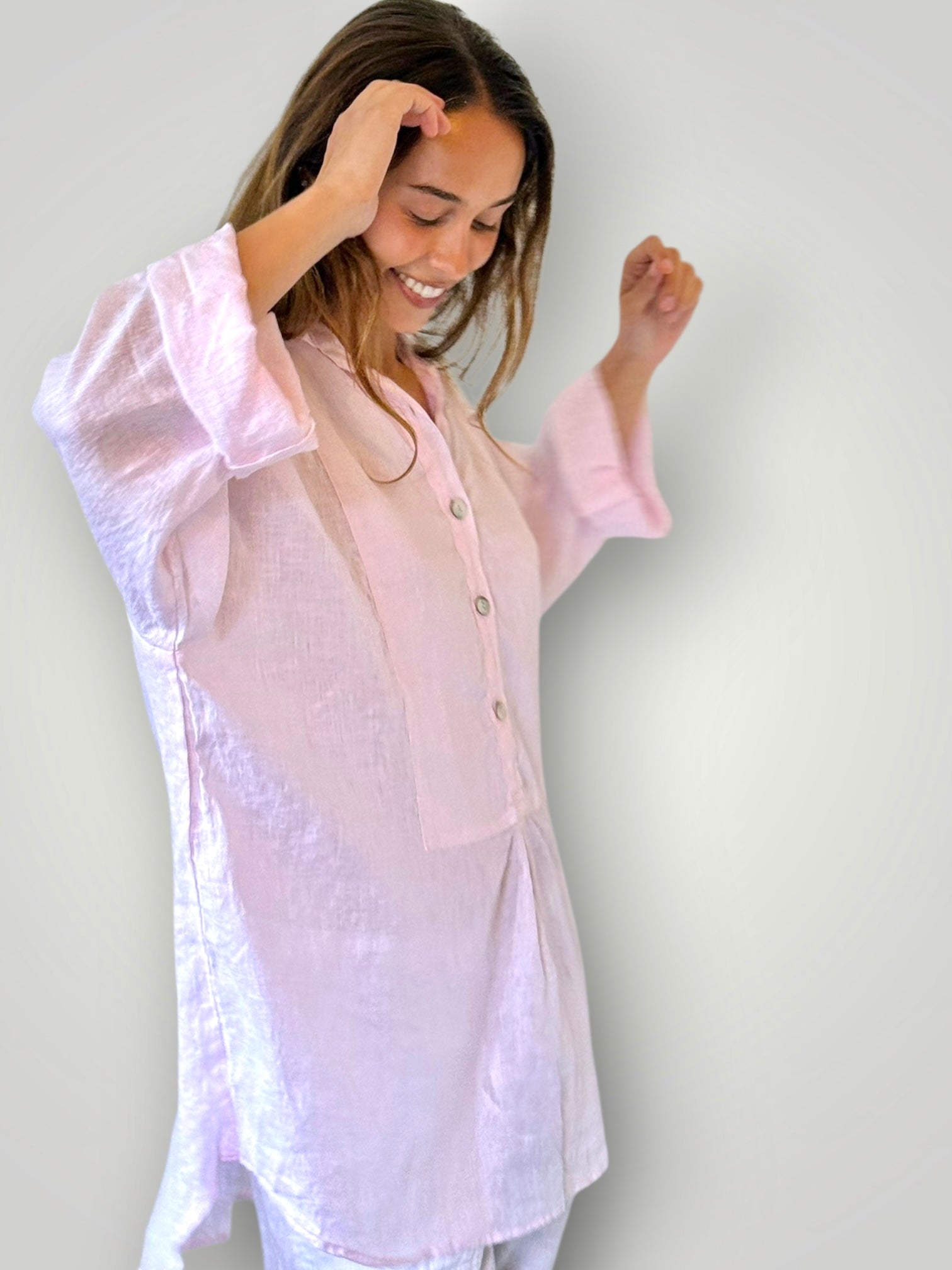 megan shirt - soft pink linen Apparel
