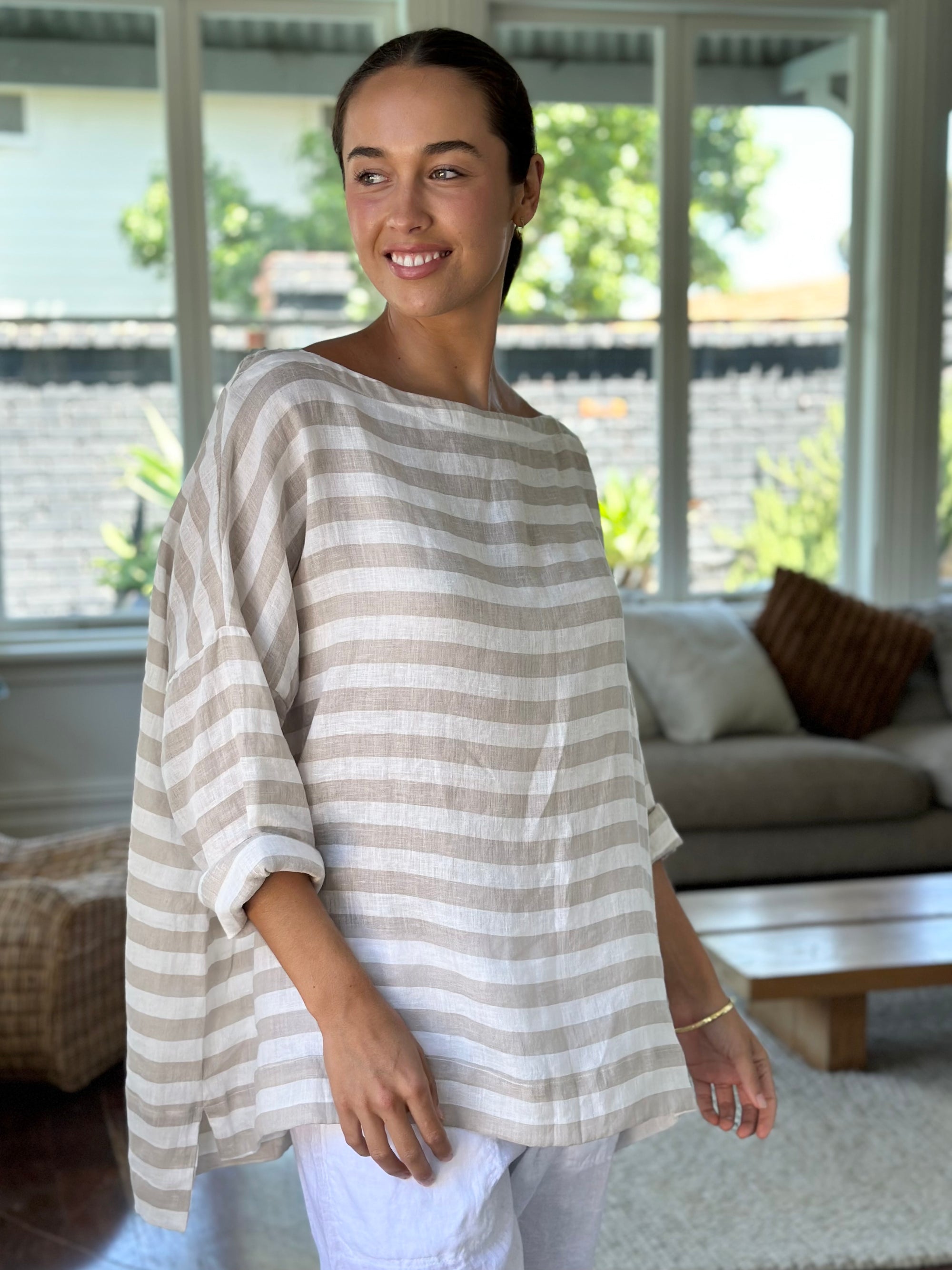 avril top- natural stripe Apparel