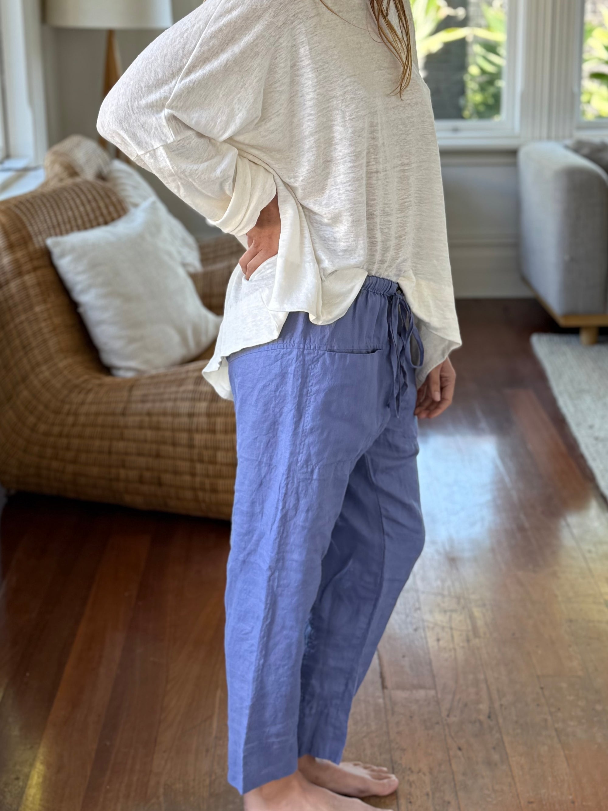darcy pants - cornflower linen Apparel