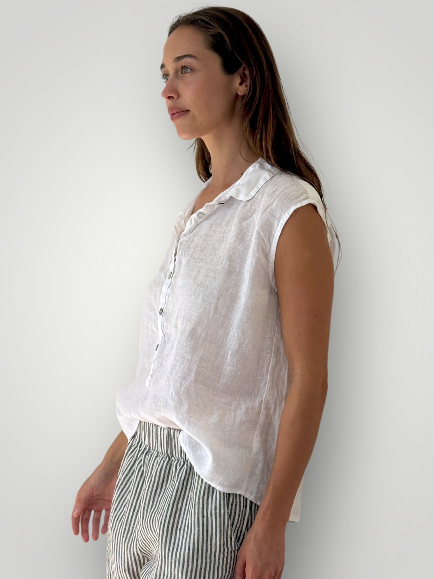 lexi top- white linen Apparel