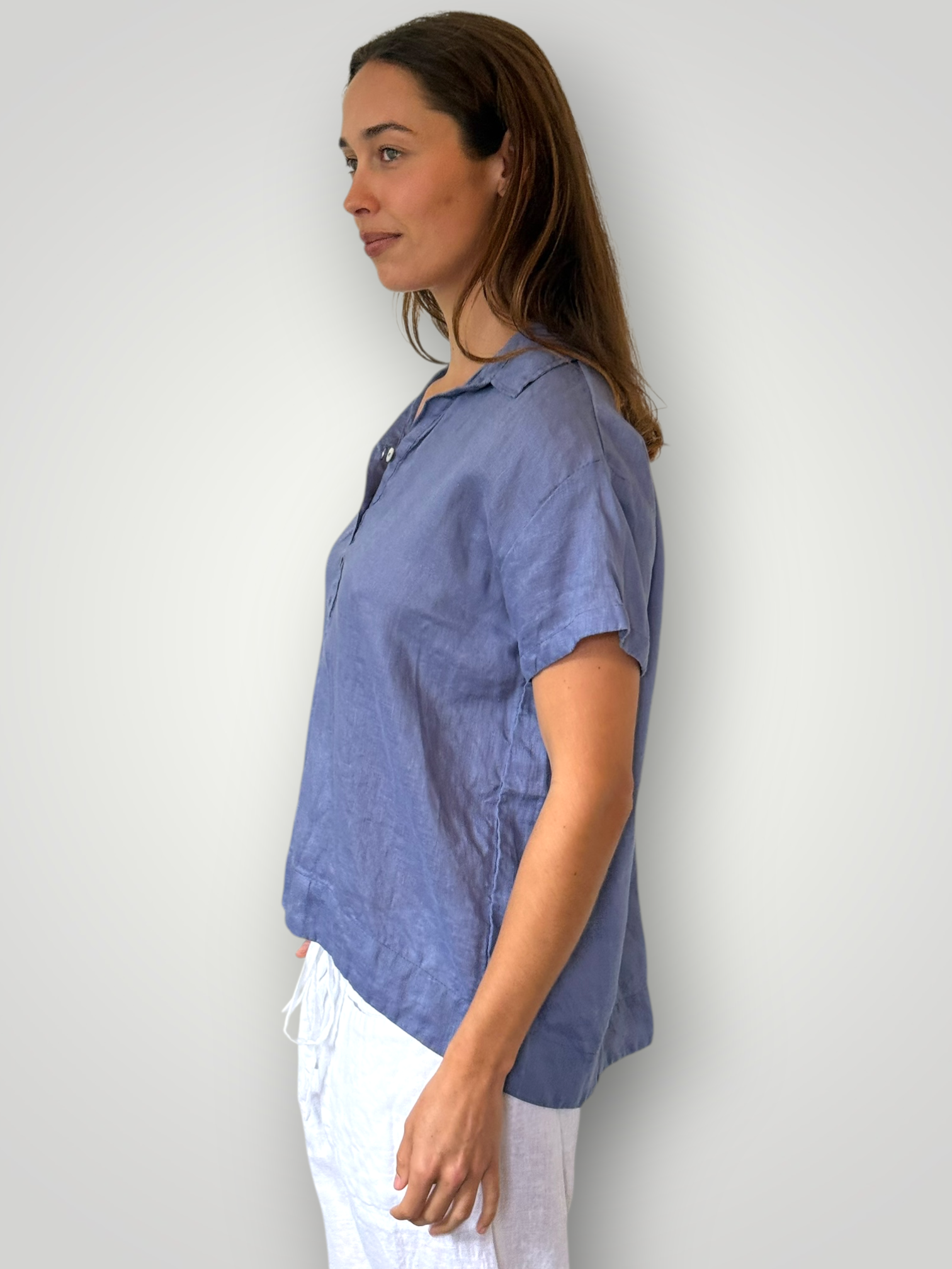 celia top -cornflower linen