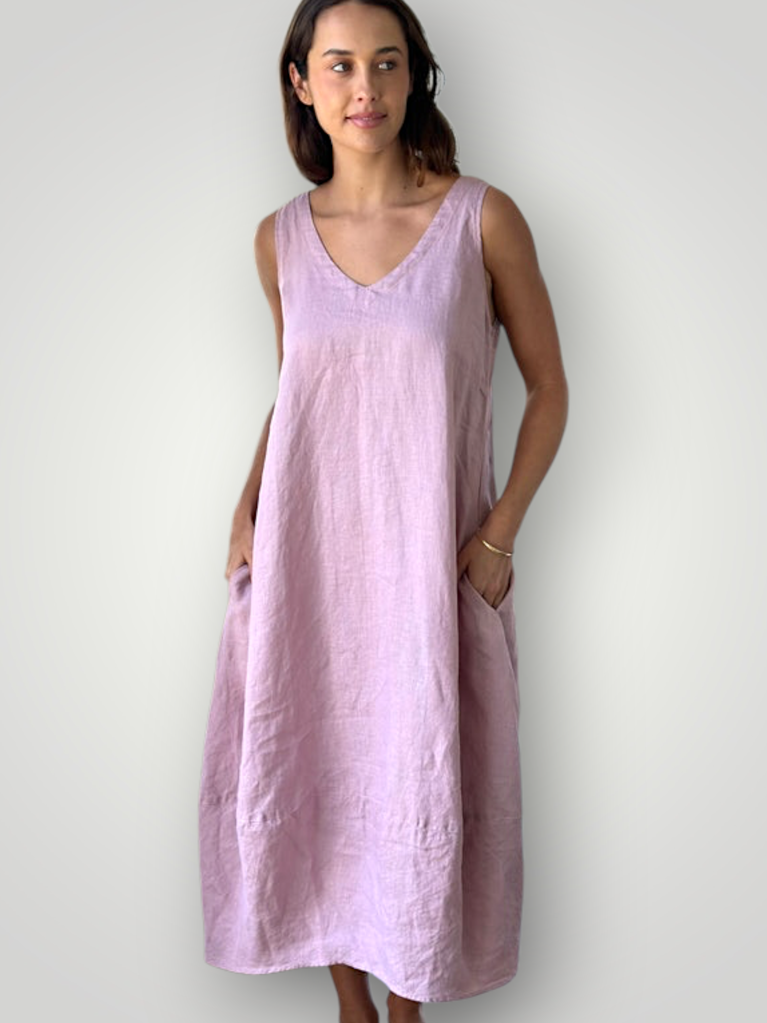amber dress - dusty rose linen Apparel
